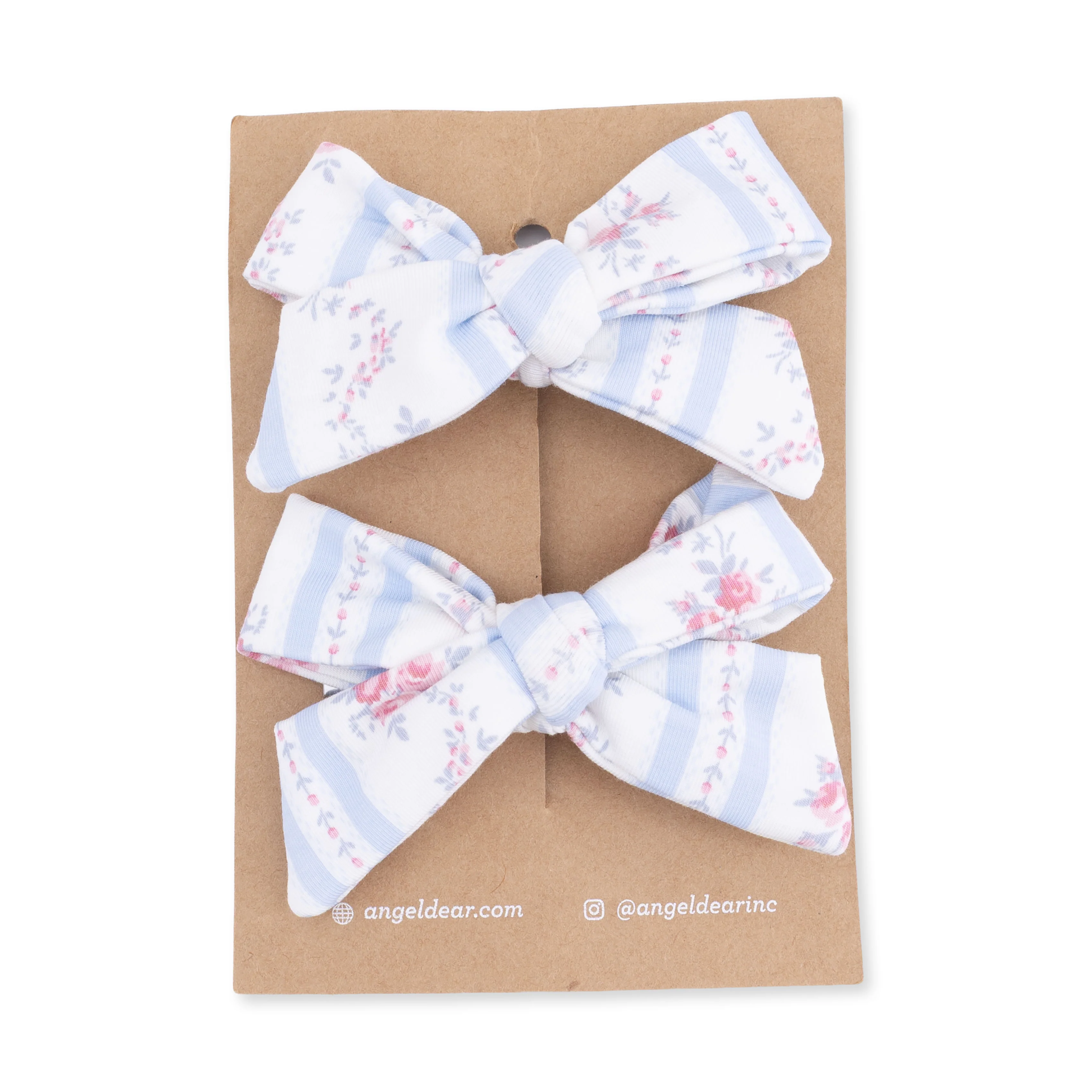Anna Floral Stripe - 2 Pack Bow Clips - Image 3