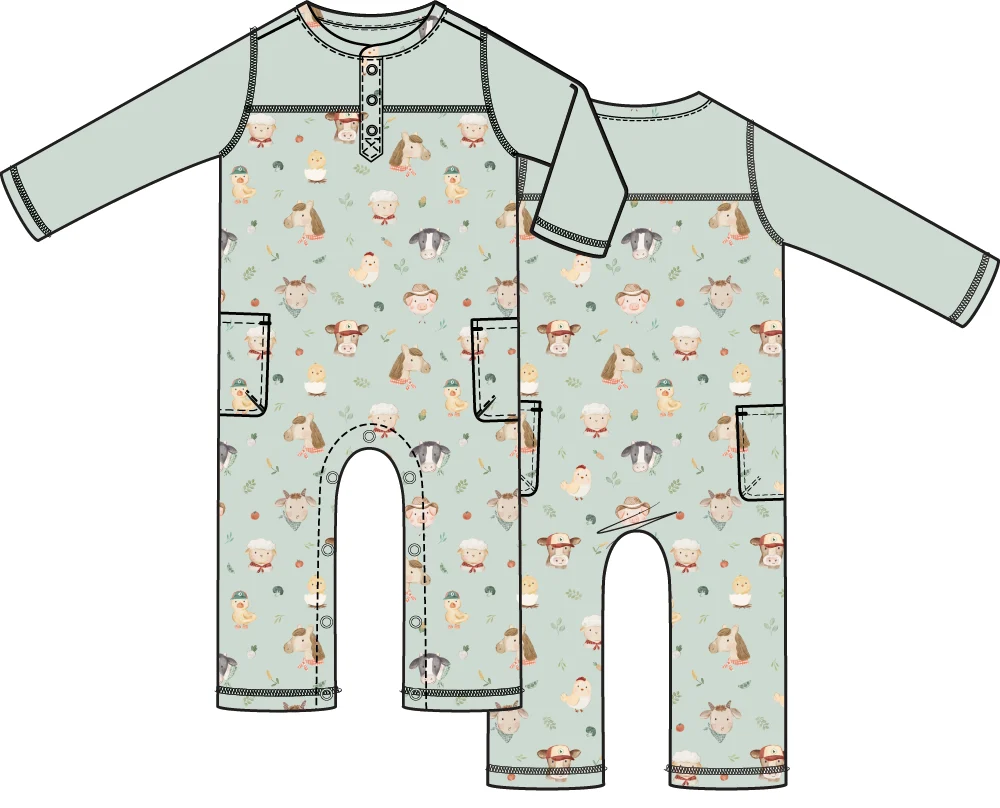 Baby Farm Faces - Romper with Contrast Sleeves - Image 2