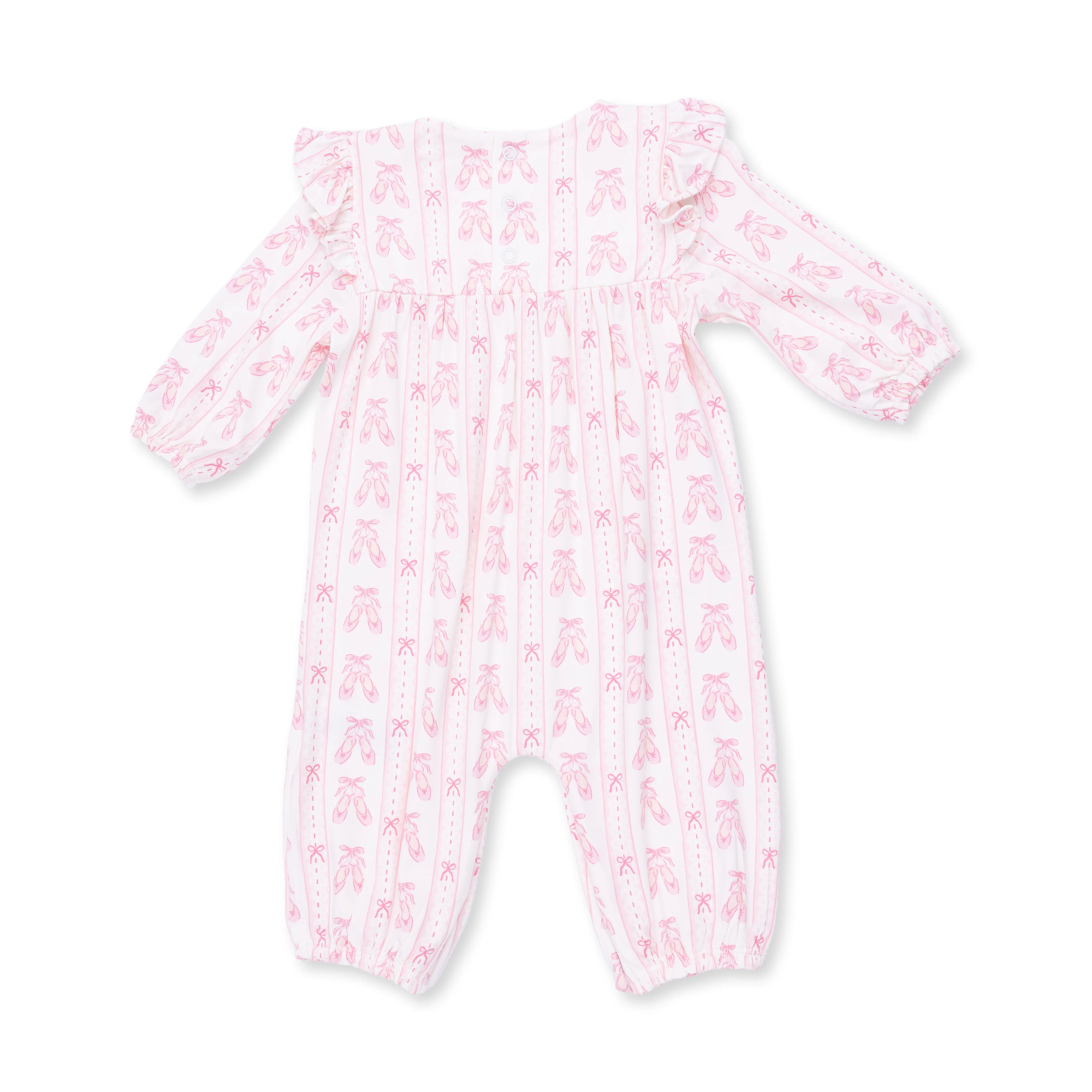 Ballet Shoes Ribbon Stripe - Ruffle Sleeve Snap Romper - Image 3