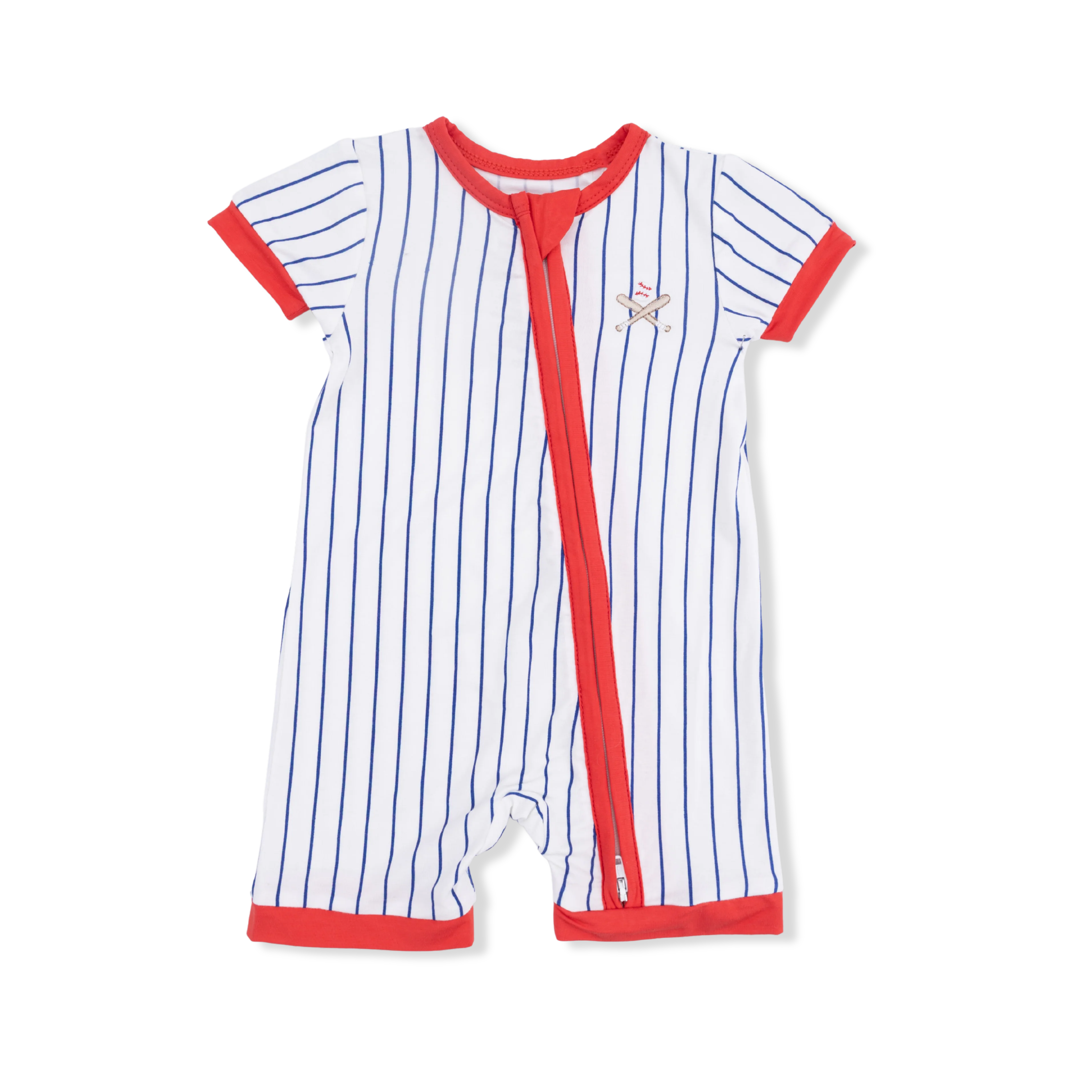 Baseball Stripe - Shortie 2 Way Zipper Romper - Image 3