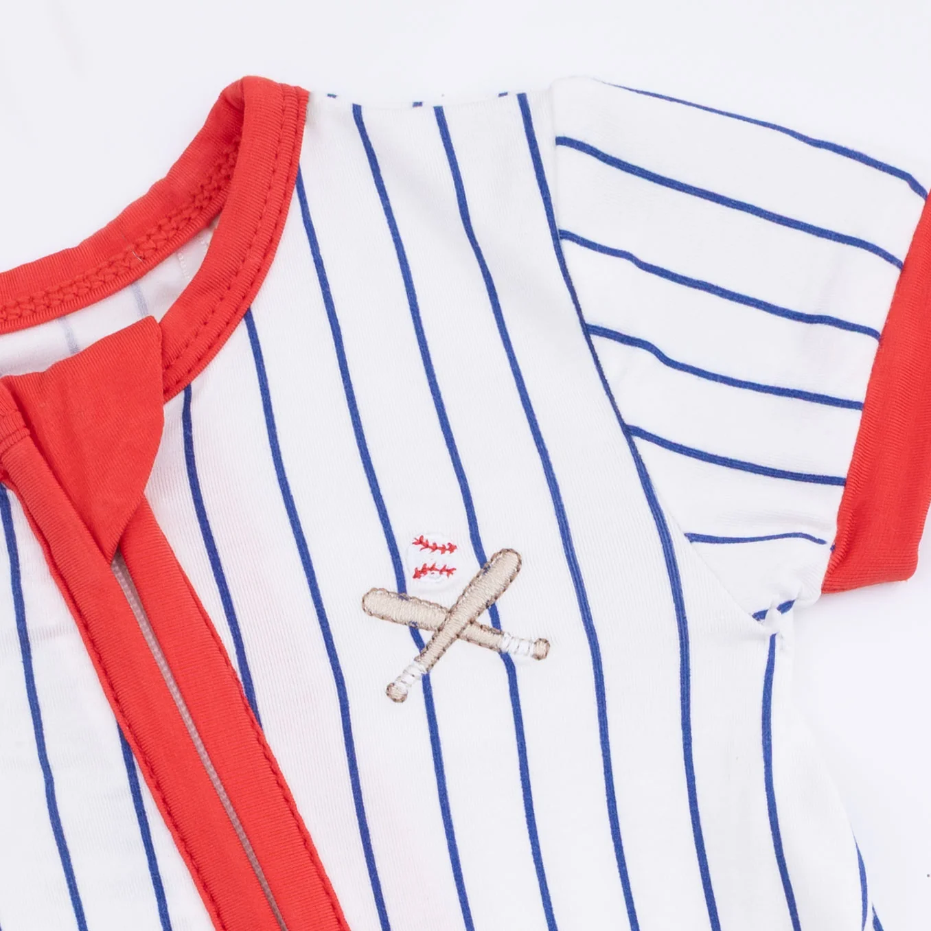Baseball Stripe - Shortie 2 Way Zipper Romper - Image 5