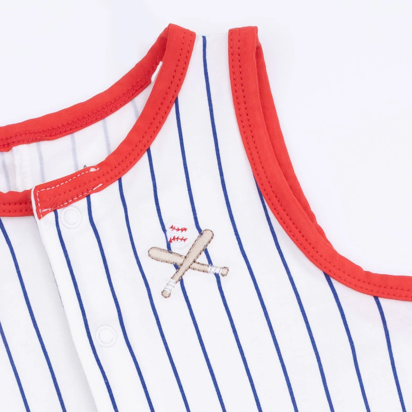 Baseball Stripe - Sleeveless Shortie Romper - Image 4