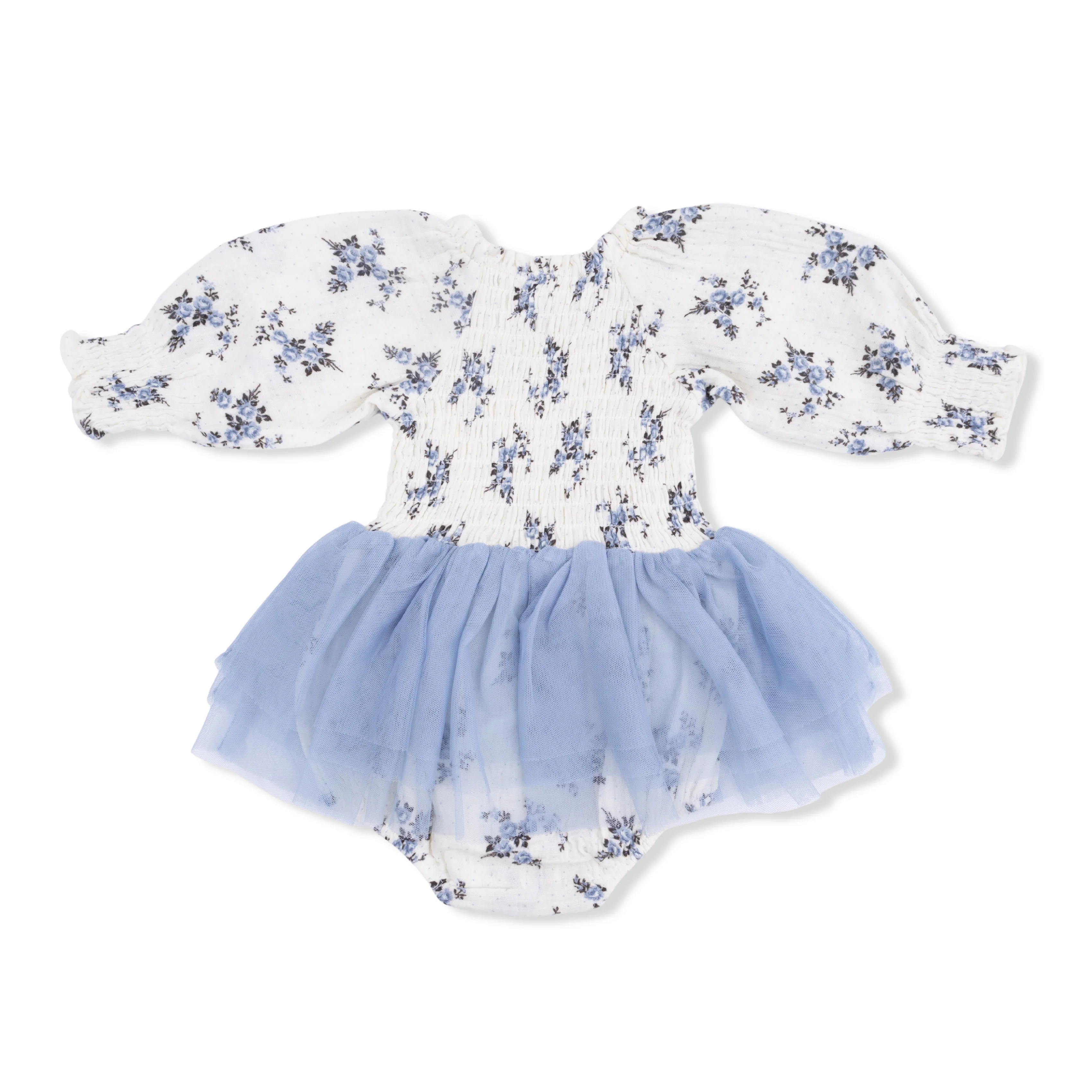 Belle Rosette Dot - Long Sleeve Smocked Bubble with Tutu - Image 3