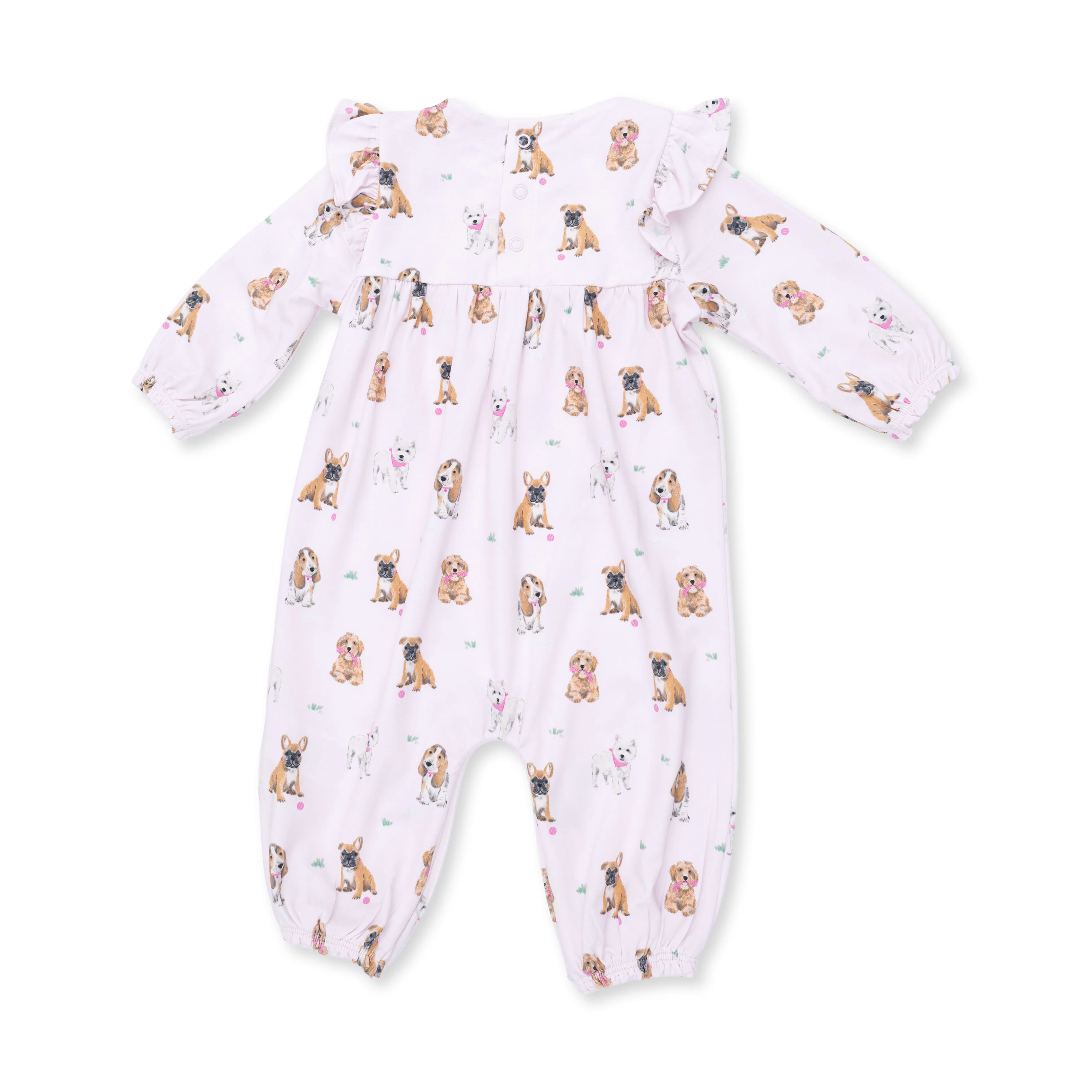 Bestie Dogs Pink - Ruffle Sleeve Snap Romper - Image 3