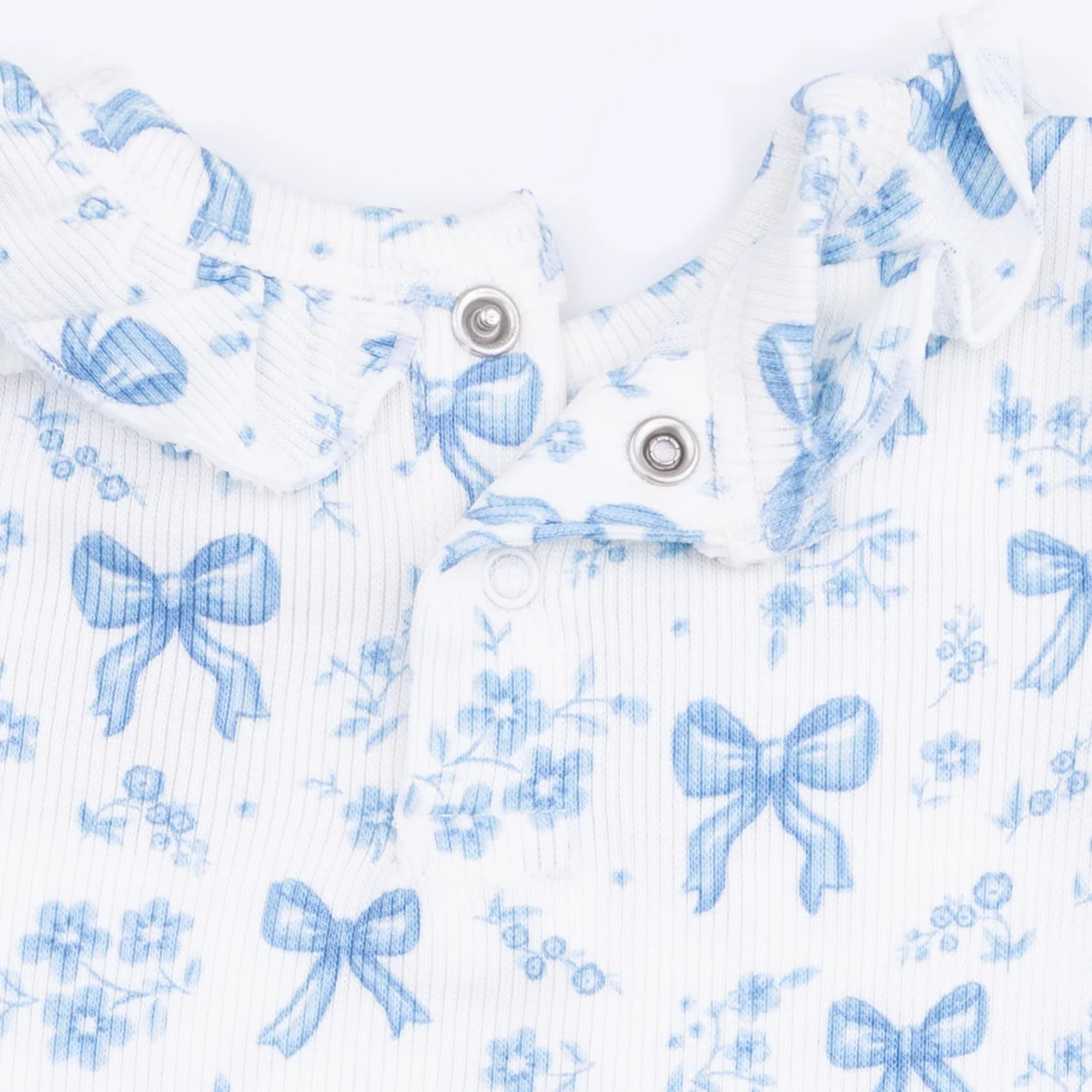 Blue Bows and Flowers - Long Sleeve Ruffle Top and Pant - Image 3