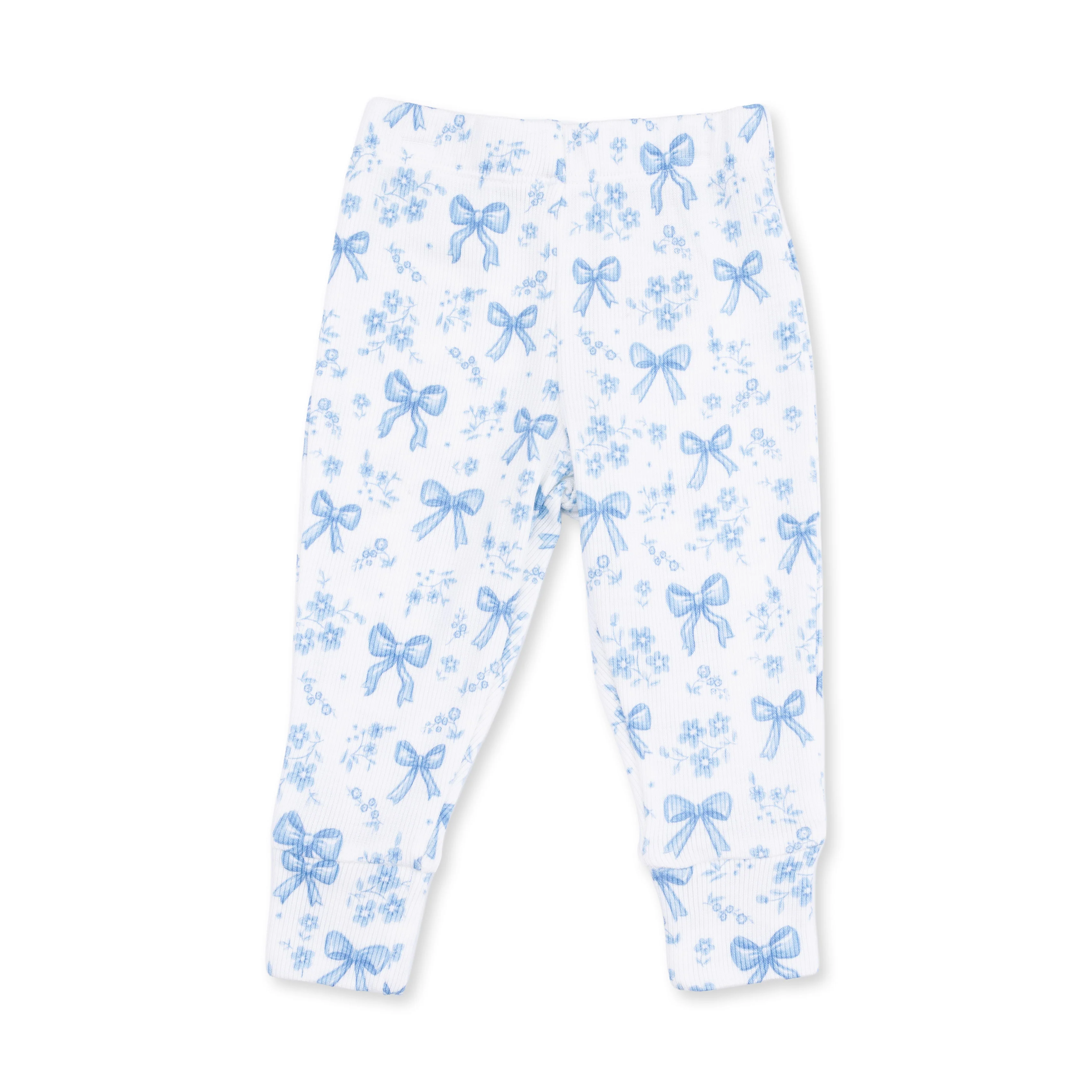 Blue Bows and Flowers - Long Sleeve Ruffle Top and Pant - Image 4
