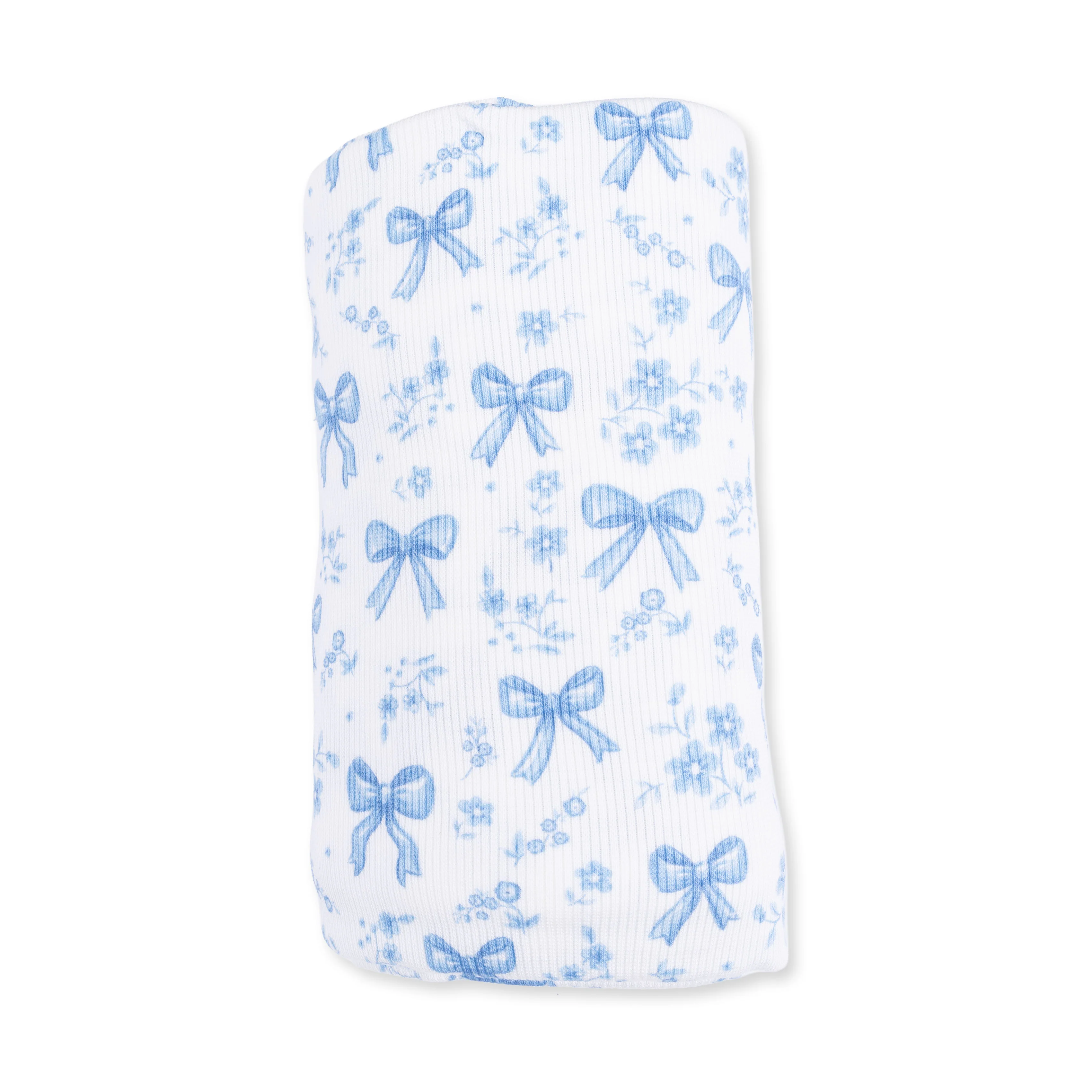 Blue Bows and Flowers - Swaddle Blanket - Image 3