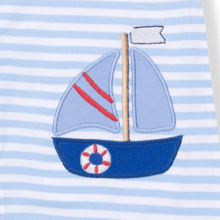 Bubbly Sailboat Stripe - Sleeveless Romper - Image 4
