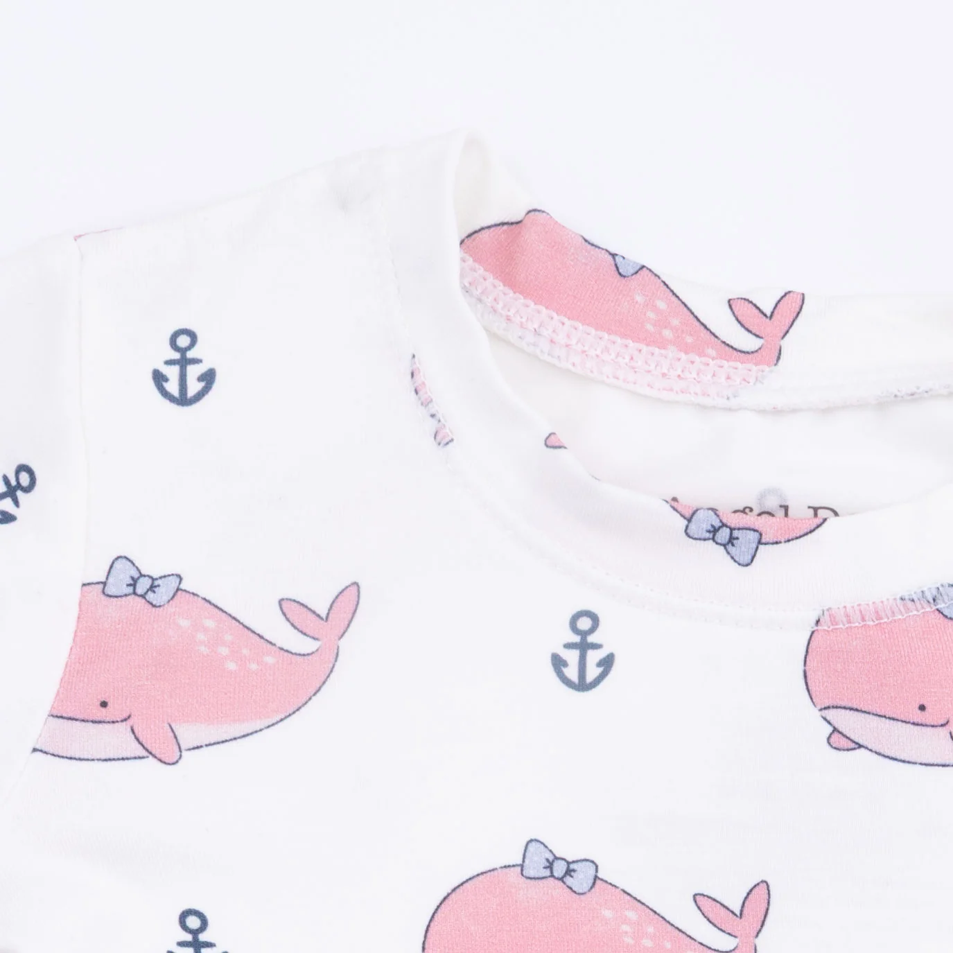 Bubbly Whale with Bow Pink - Loungewear Short Set - Image 7