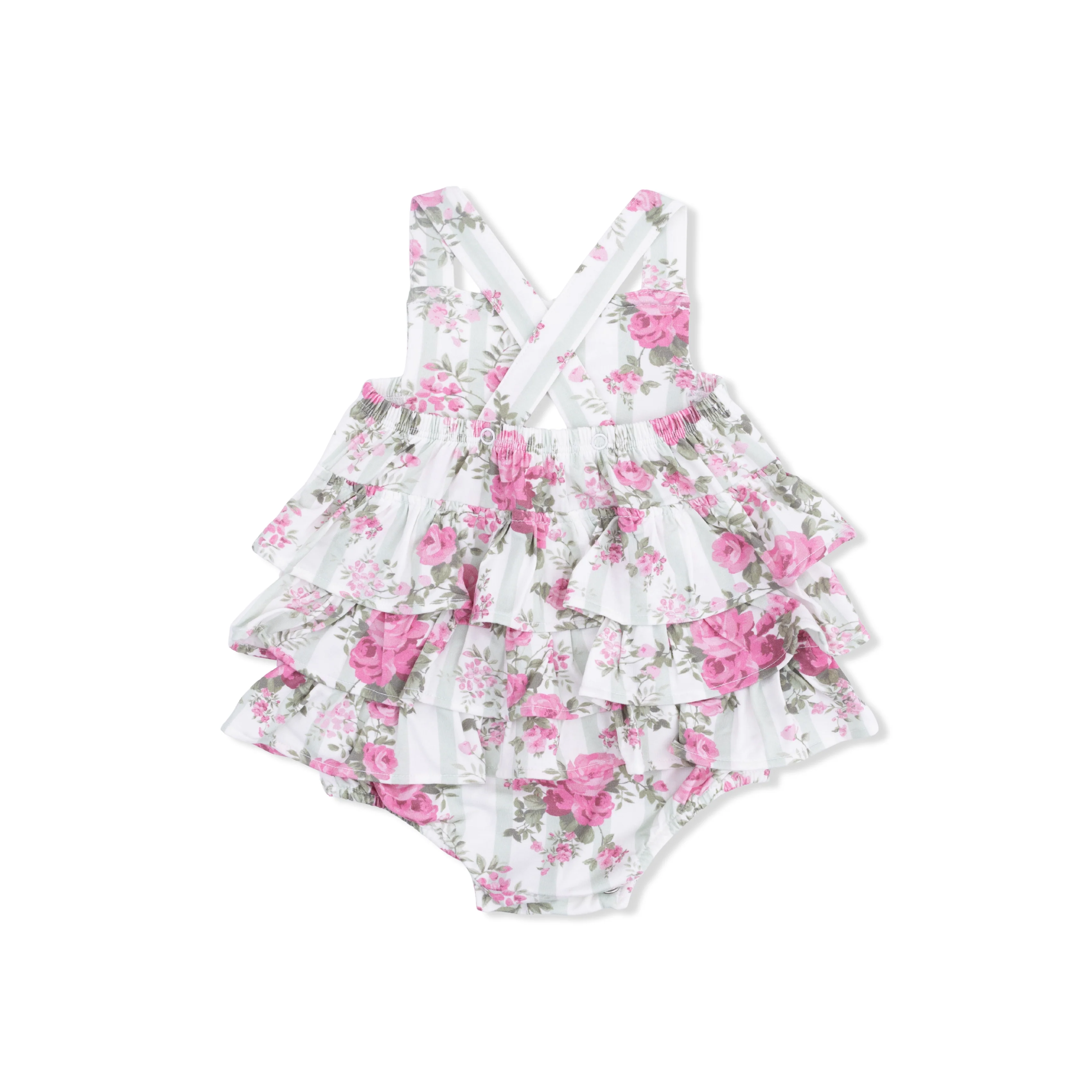 Cabbage Rose Stripe - Ruffle Sunsuit - Image 4