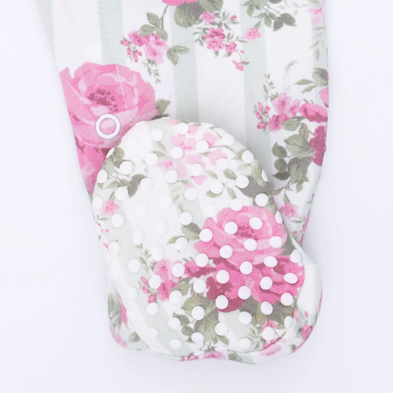 Cabbage Rose Stripe - Smocked Peter Pan Snap Footie - Image 5