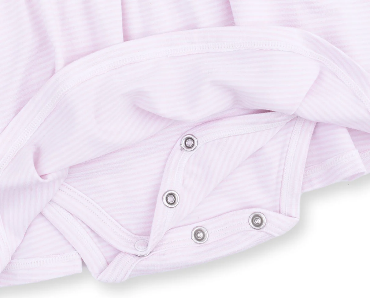 Cheer Pink Micro Stripe - Long Sleeve Tennis Bodysuit Dress - Image 4