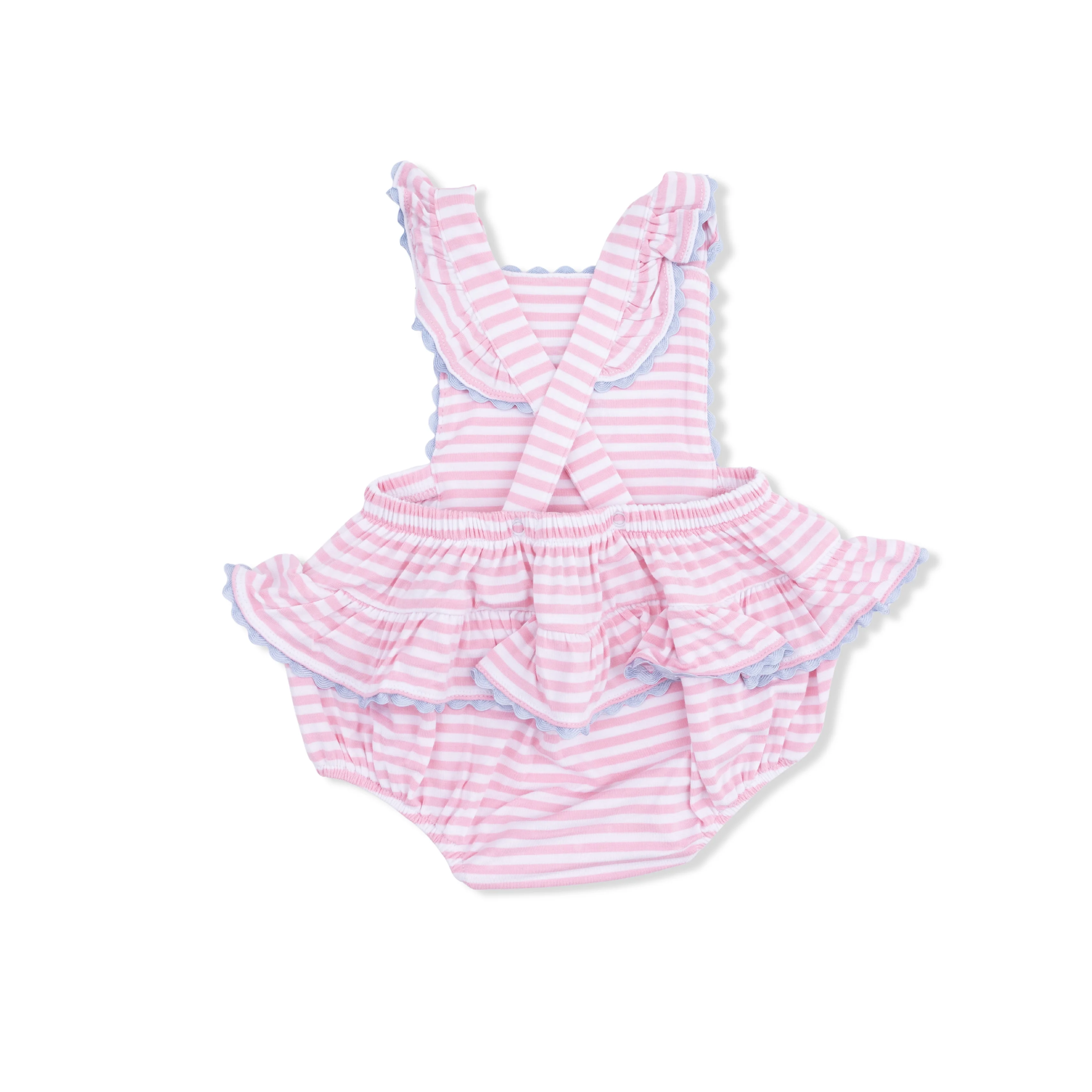 Cherry Stripe - Ric Rac Ruffle Sunsuit - Image 4