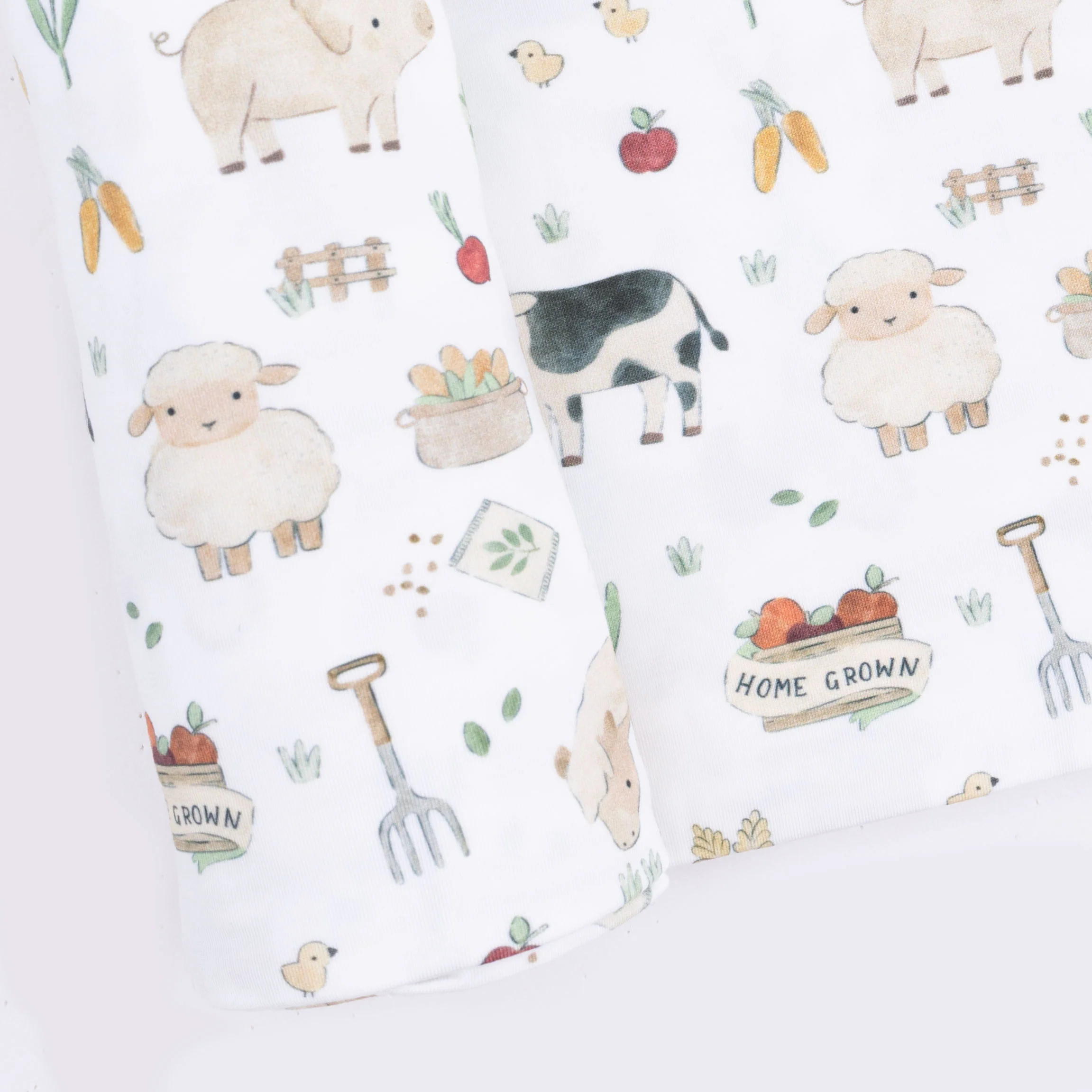 Cute Farm Animals Uni - 2 Way Zipper Footie, Swaddle & Bandana Bib Set - Image 8