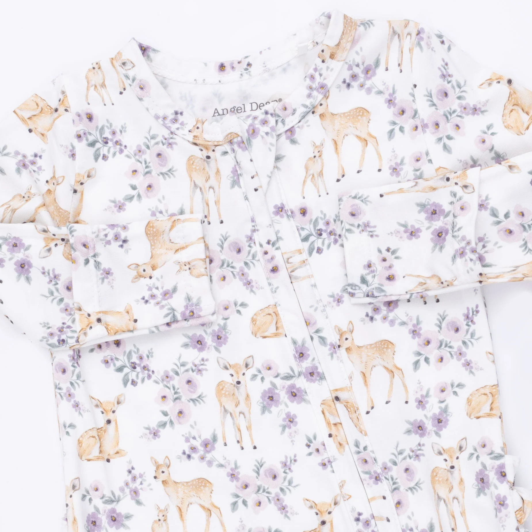 Floral Deer - 2 Way Ruffle Back Zipper Footie - Image 3
