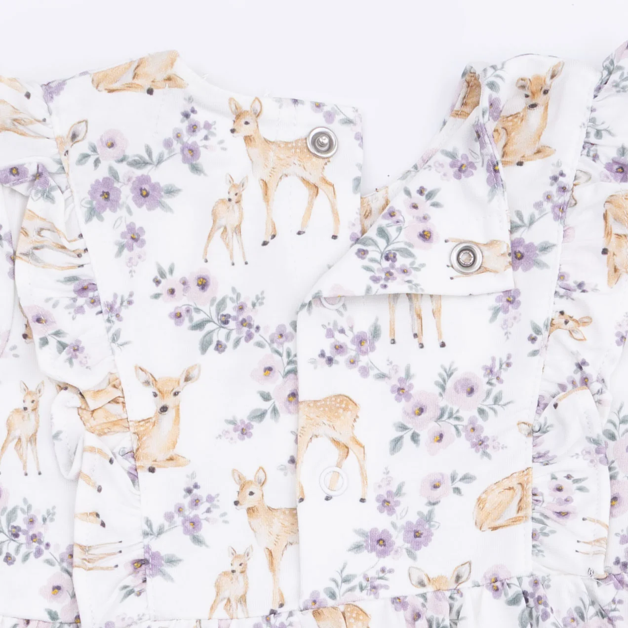 Floral Deer - Long Sleeve Ruffle Bodysuit Dress - Image 3