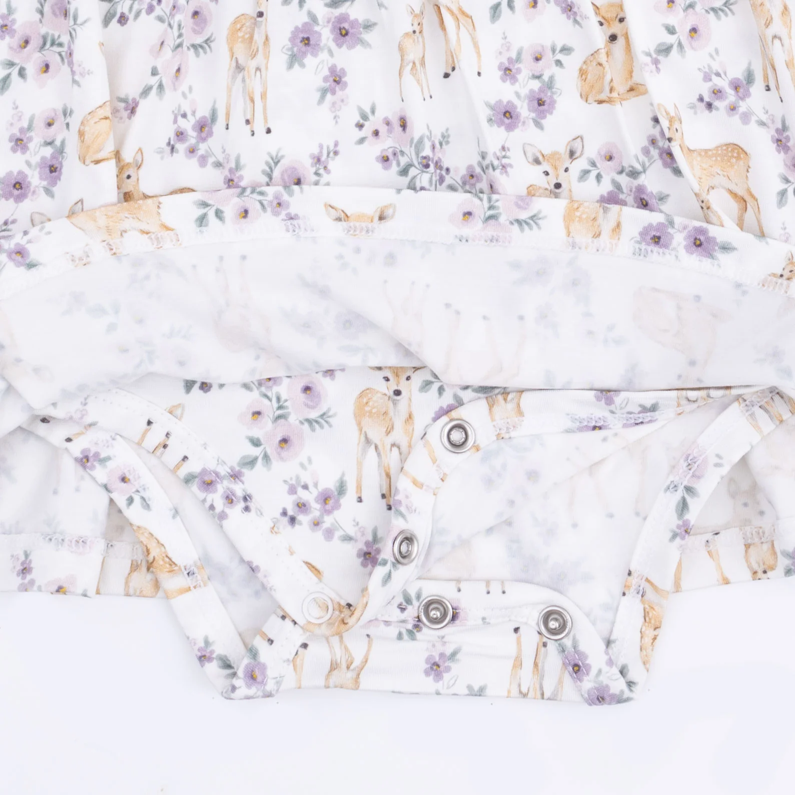 Floral Deer - Long Sleeve Ruffle Bodysuit Dress - Image 4