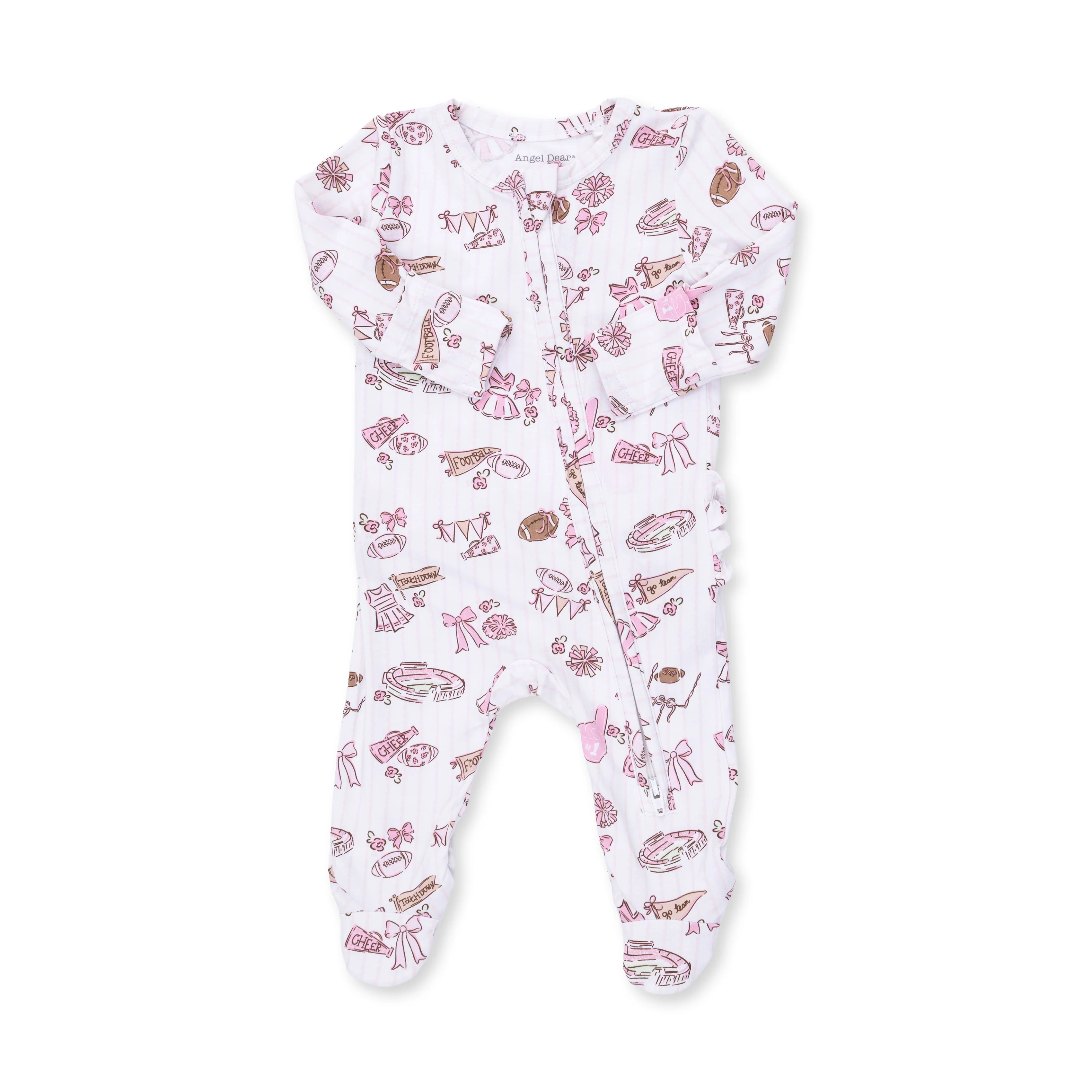 Football Cheer Nursery - 2 Way Ruffle Back Zipper Footie - Image 2