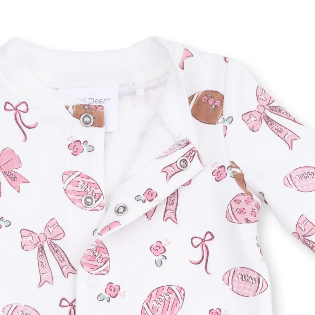 Footballs and Bows - Baseball Collar Button Up Romper - Image 4