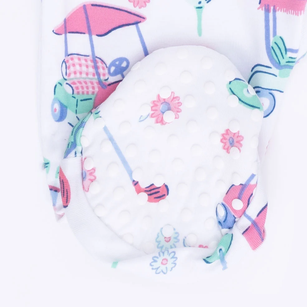 Golf Carts and Flowers - 2 Way Ruffle Back Zipper Footie - Image 6