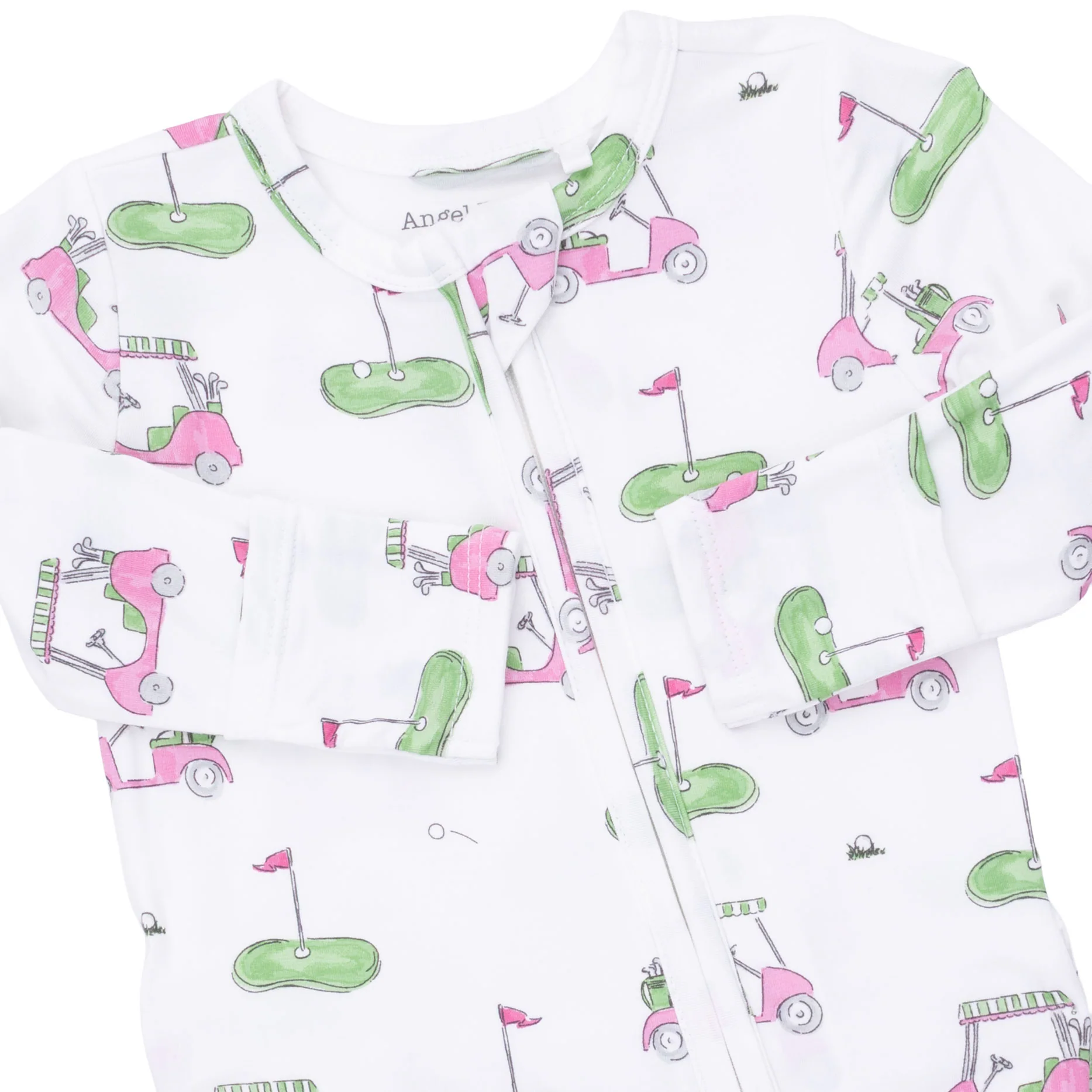Golf Carts Pink - 2 Way Ruffle Back Zipper Footie - Image 3