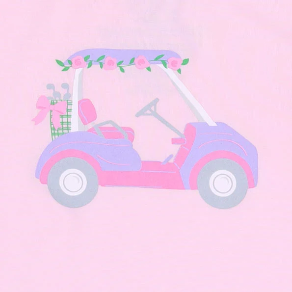 Golf - Pink Golf Cart Long Sleeve Ruffle Tee - Image 3