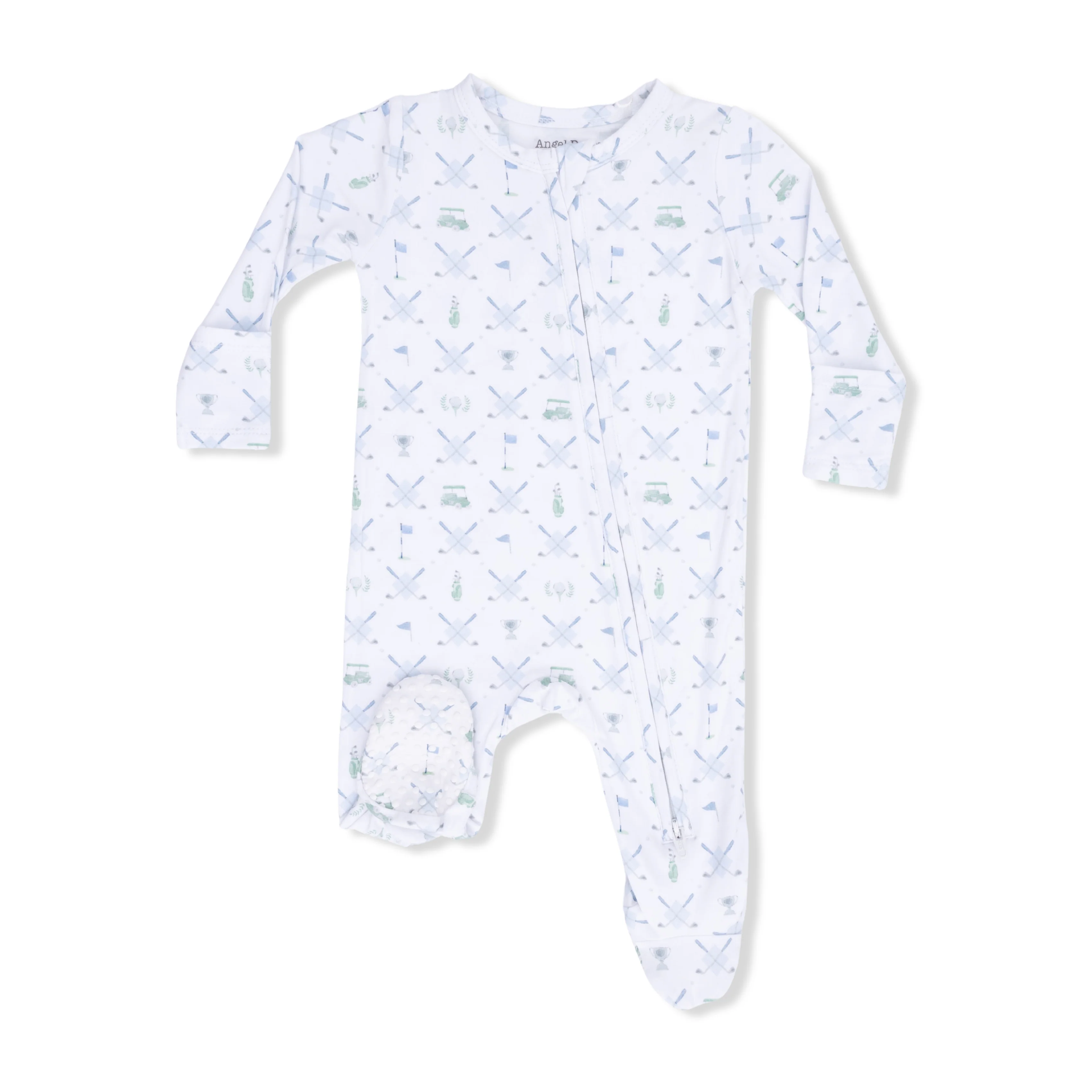 Golf Trellis Blue - 2 Way Zipper Footie - Image 2