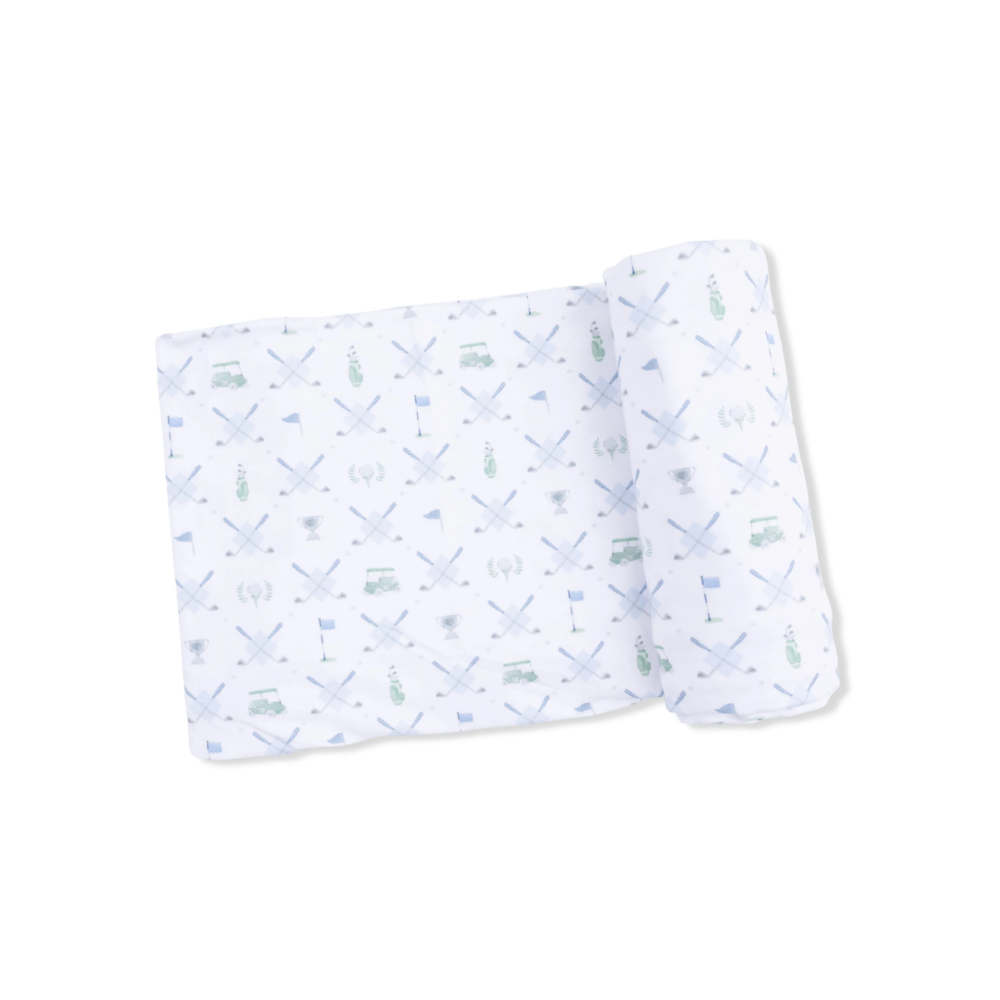 Golf Trellis Blue - 2 Way Zipper Footie & Swaddle Blanket - Image 3