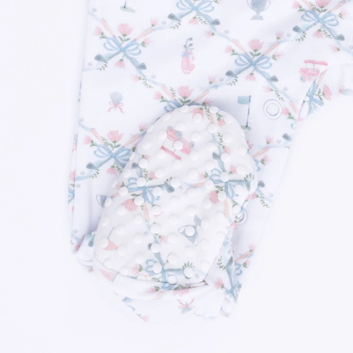 Golf Trellis Pink - Smocked Peter Pan Snap Footie - Image 5