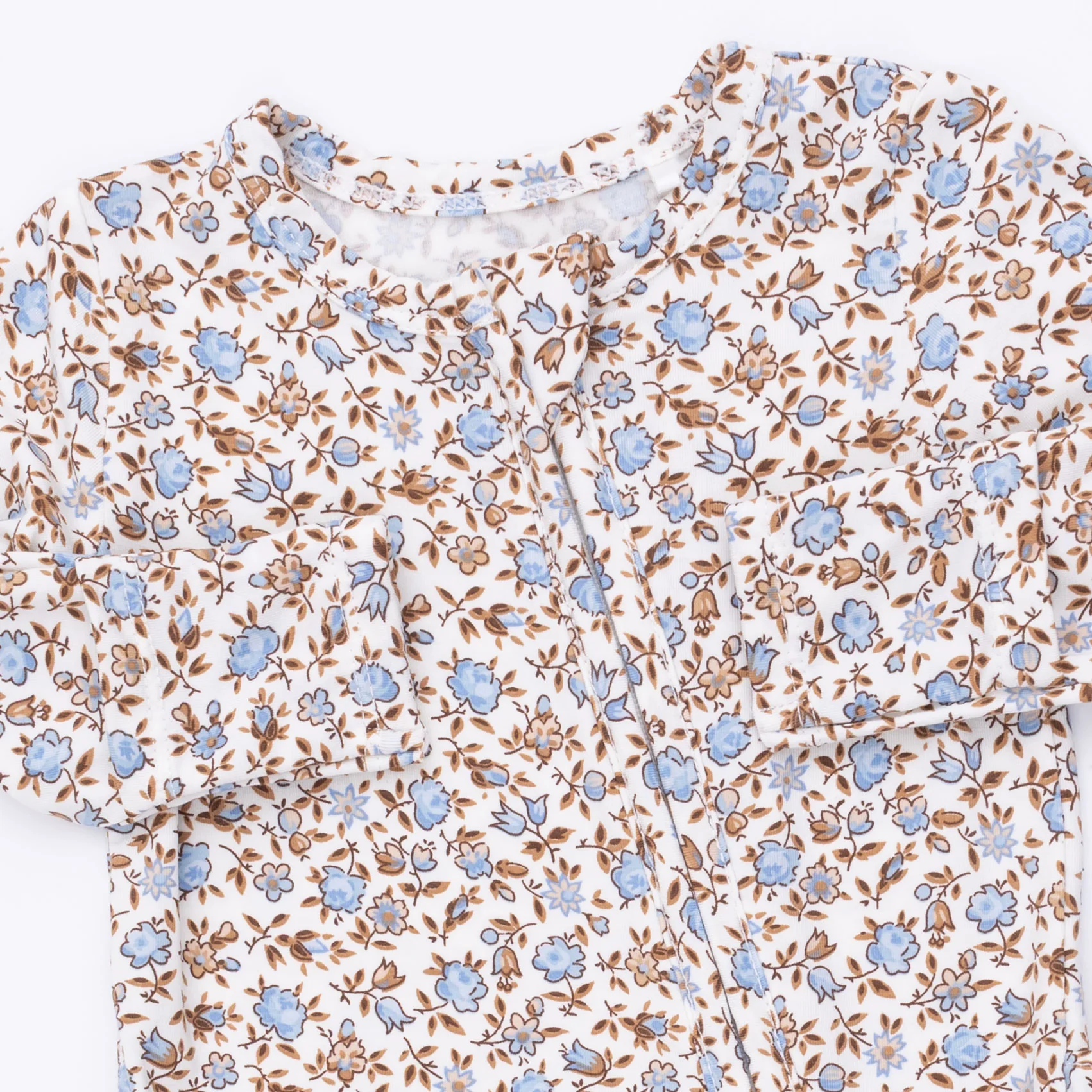Hazel Floral - 2 Way Ruffle Back Zipper Footie - Image 3