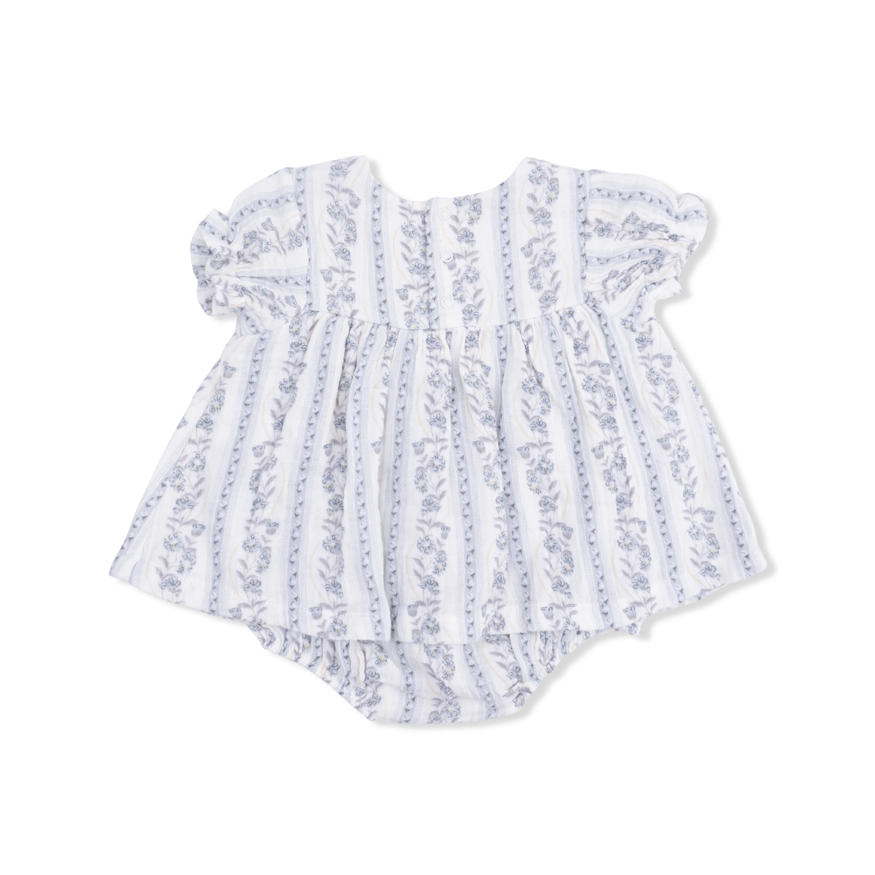 Kimberly Floral Stripe - Smocked Ruffle Bubble with Skirt - Image 3