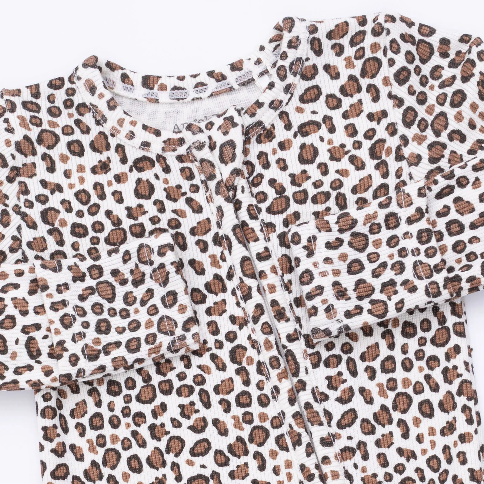 Leopard Rib - 2 Way Ruffle Back Zipper Footie - Image 3