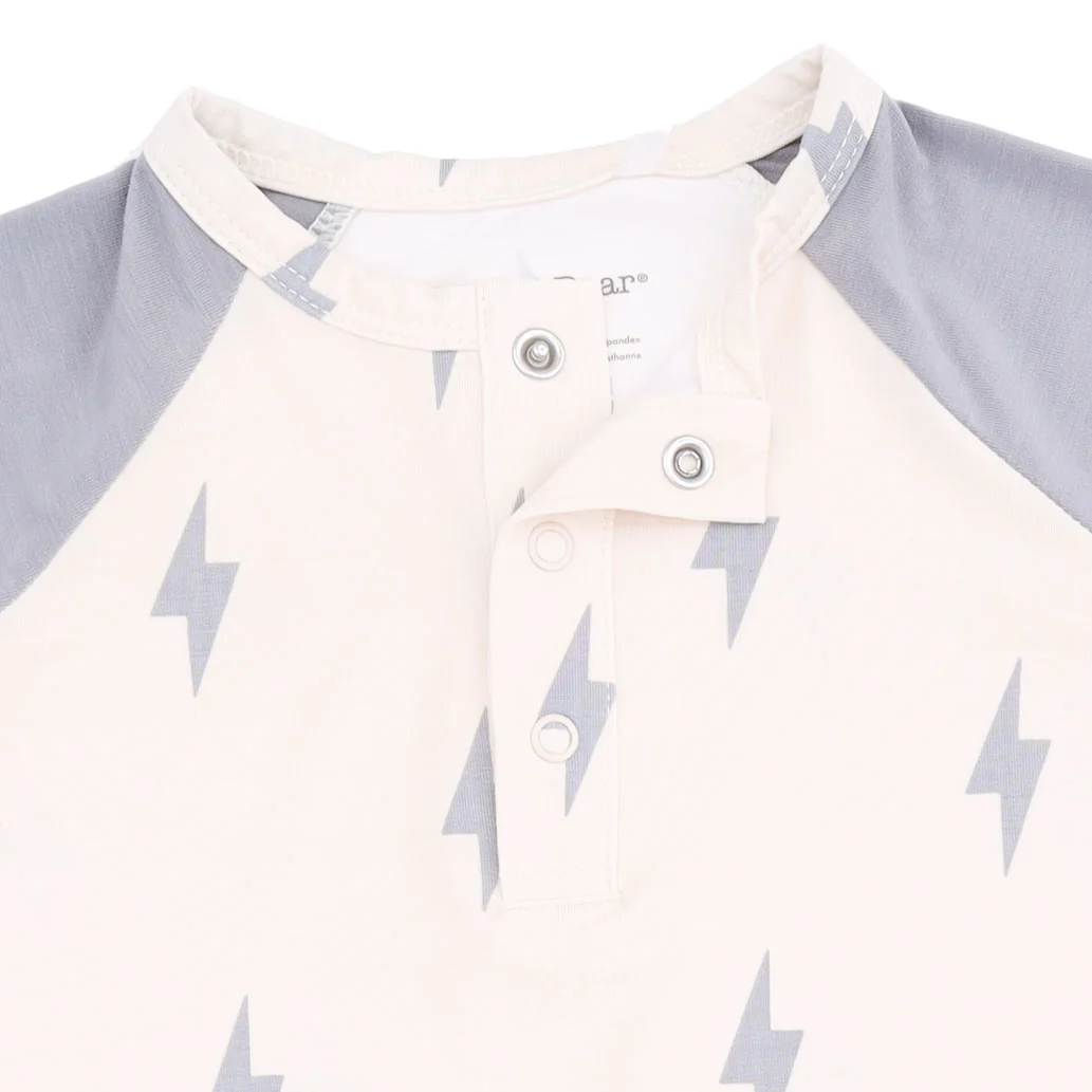 Lightning Bolt Viscose - Long Sleeve Raglan Henley Romper - Image 4
