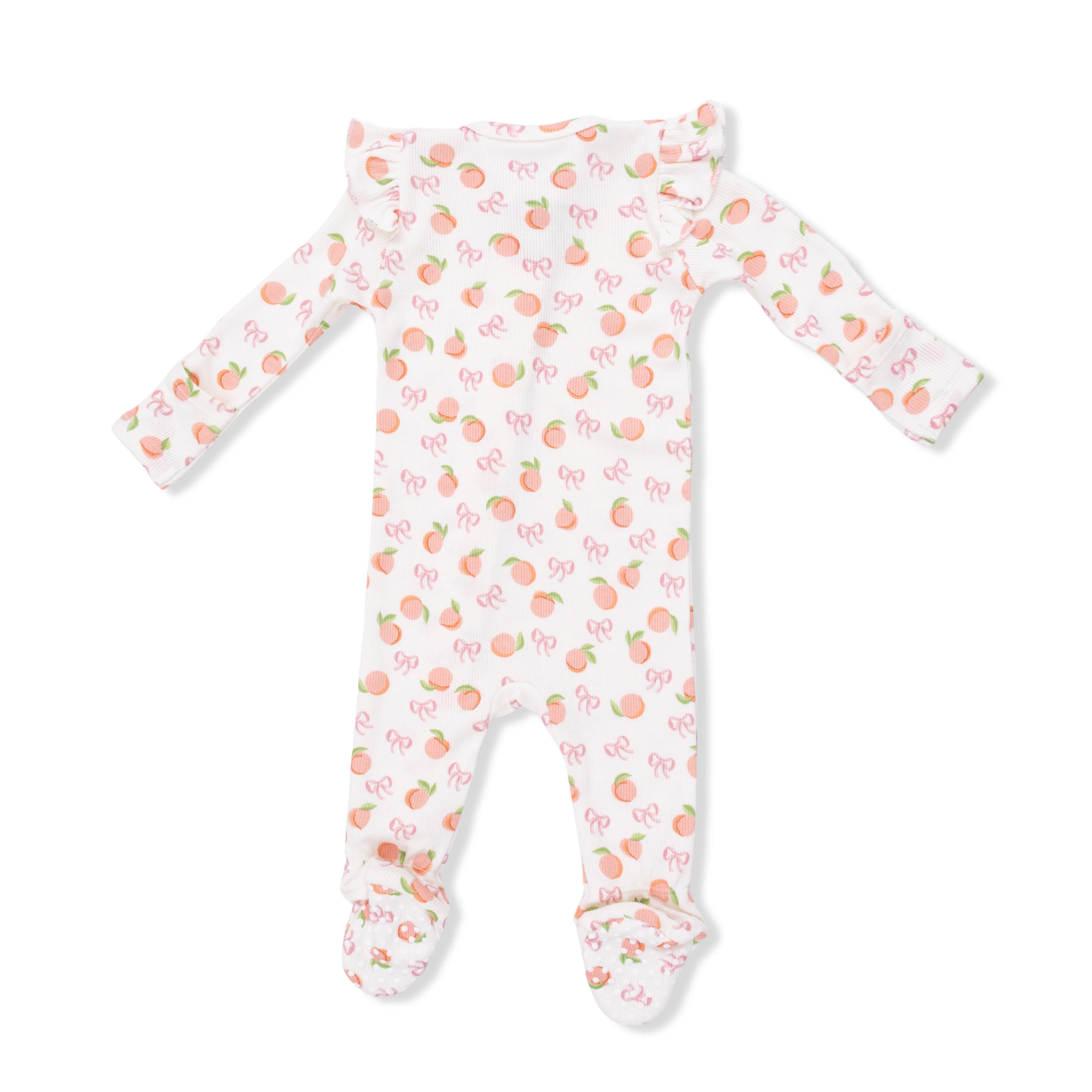 Little Peaches - 2 Way Ruffle Sleeve Zipper Footie - Image 2
