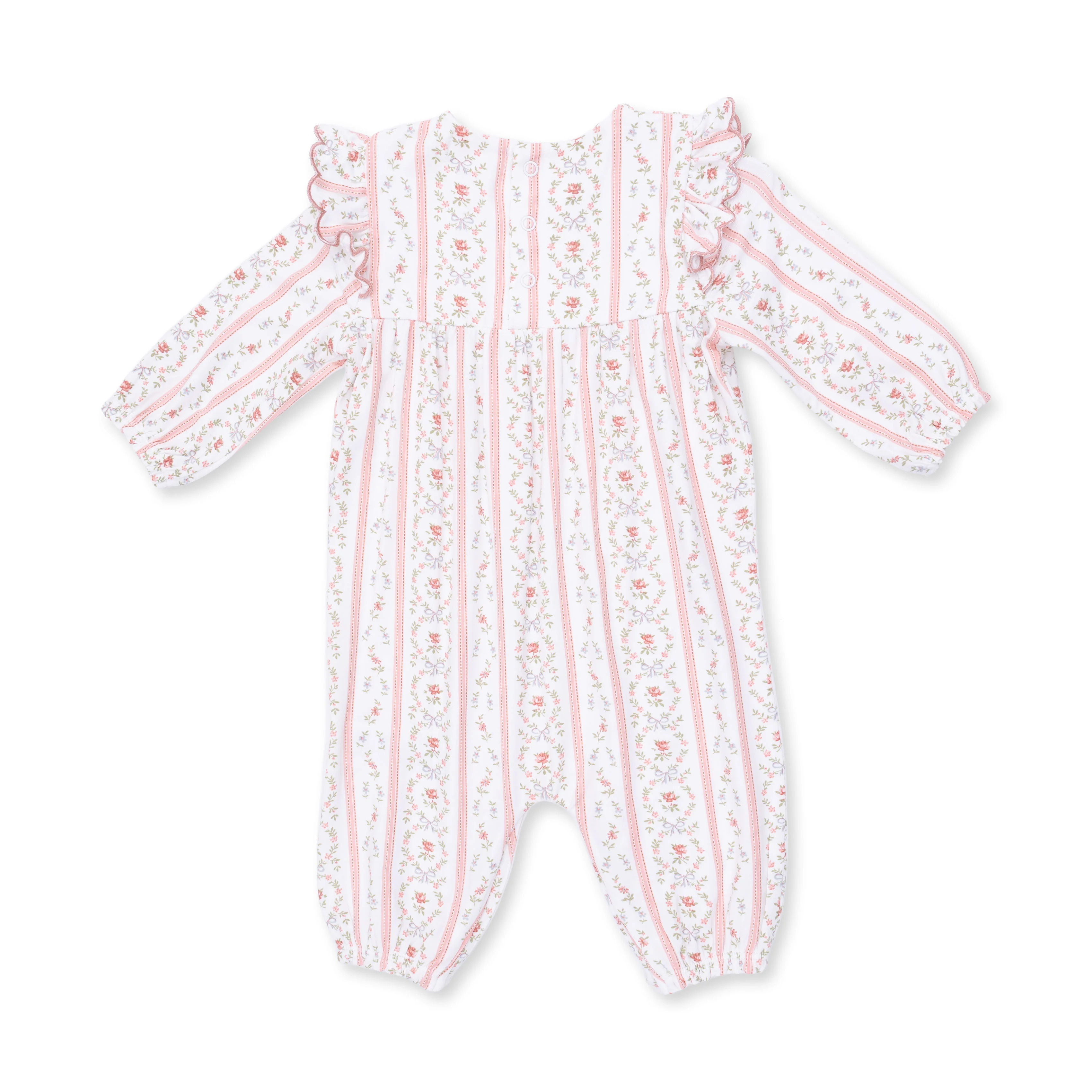 Marnie Rosebud Stripe - Long Sleeve Petal Ruffle Romper - Image 3