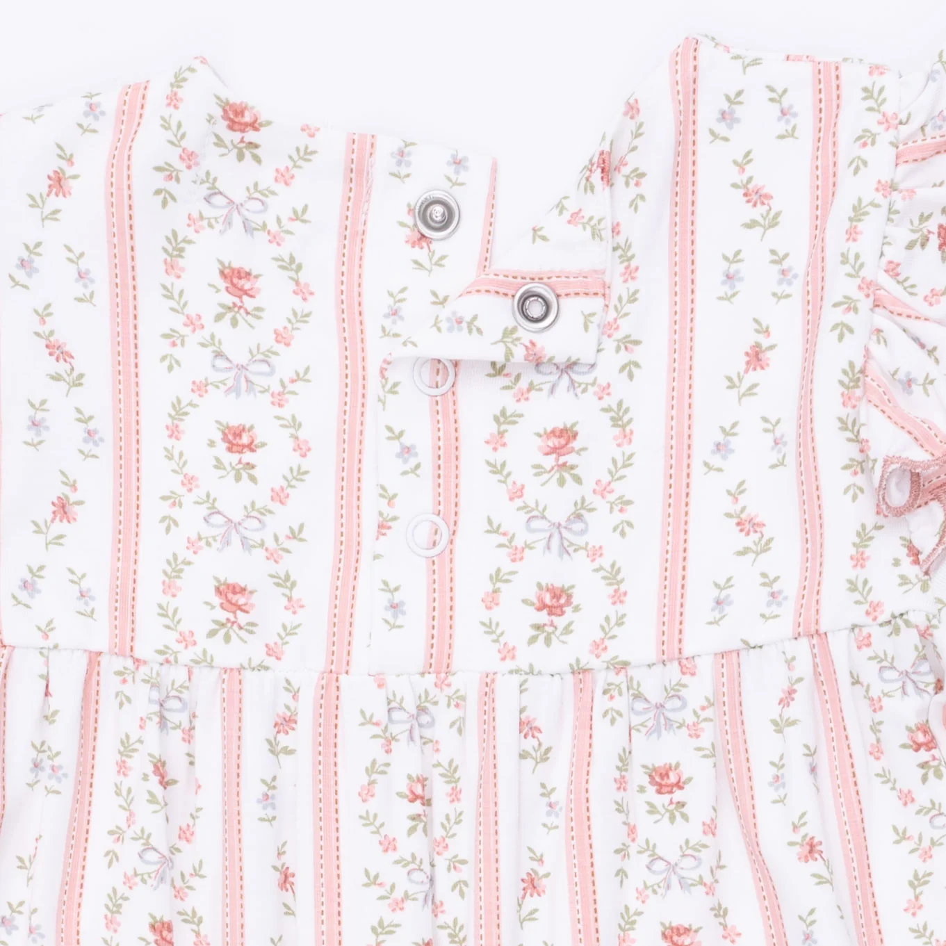 Marnie Rosebud Stripe - Long Sleeve Petal Ruffle Romper - Image 4