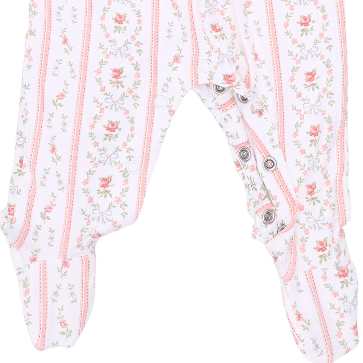 Marnie Rosebud Stripe - Smocked Peter Pan Snap Footie - Image 5
