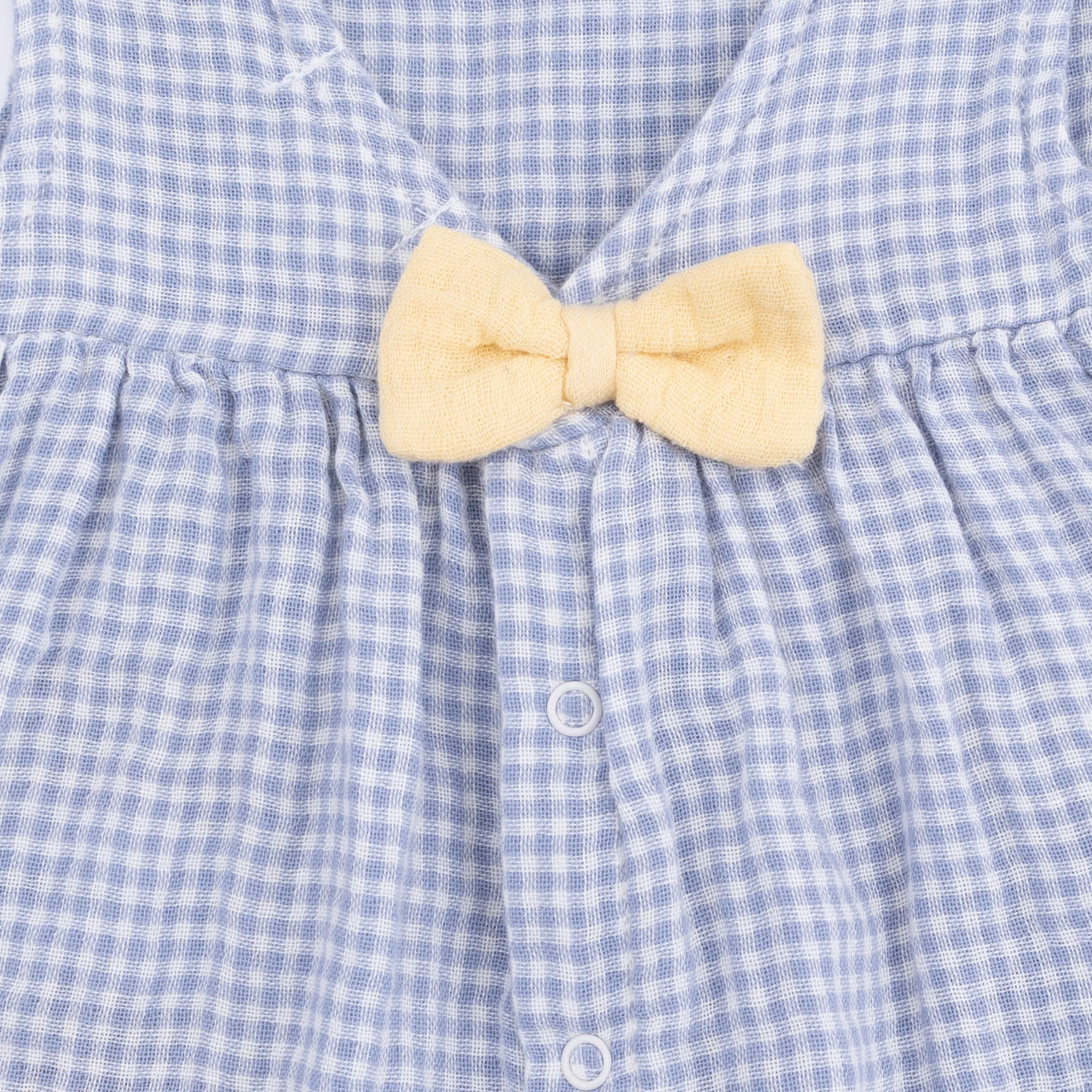 Micro Gingham Blue Blizzard - Infant Dress with Bow and Bloomer - Image 7
