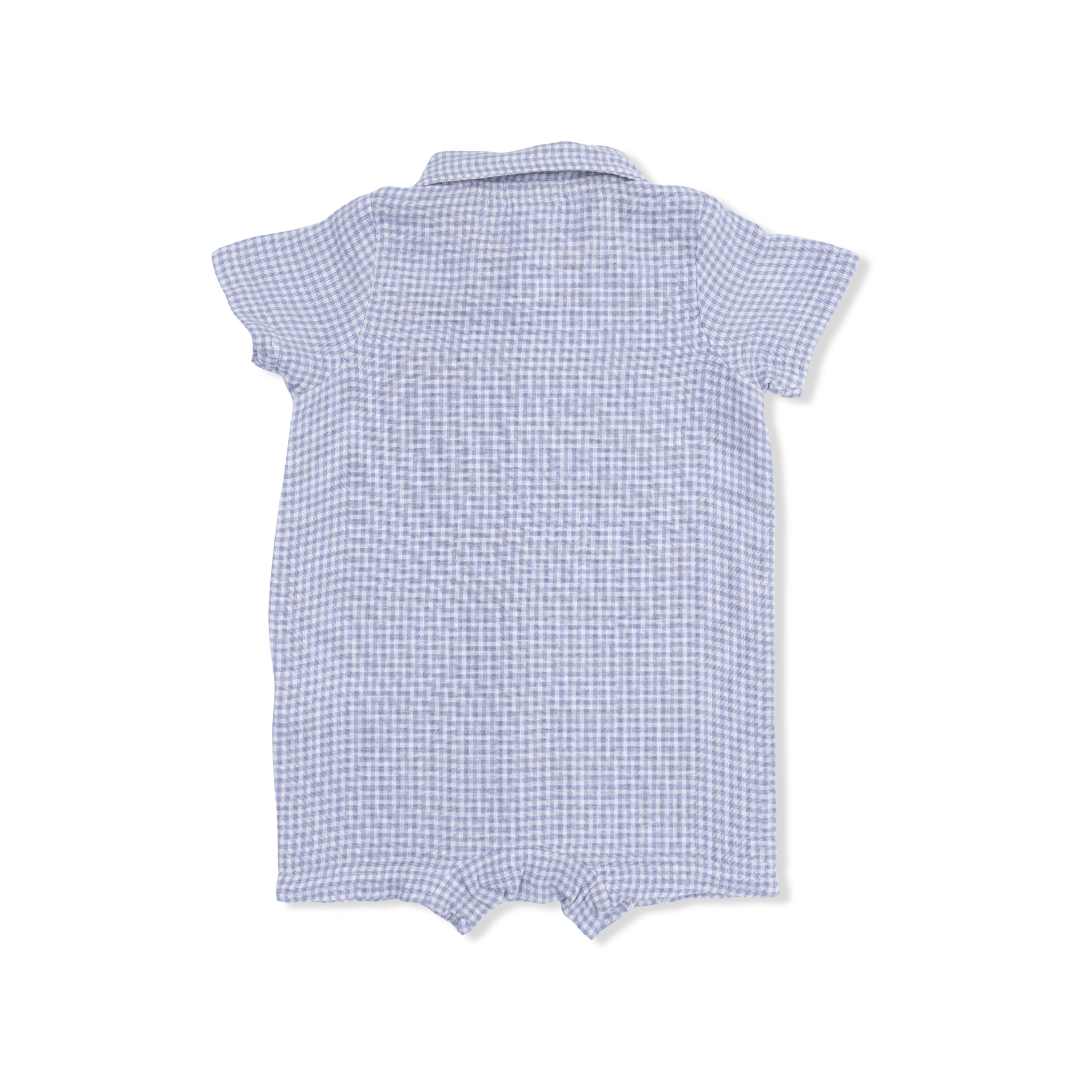 Micro Gingham Blue Blizzard - Polo Shortie - Image 3