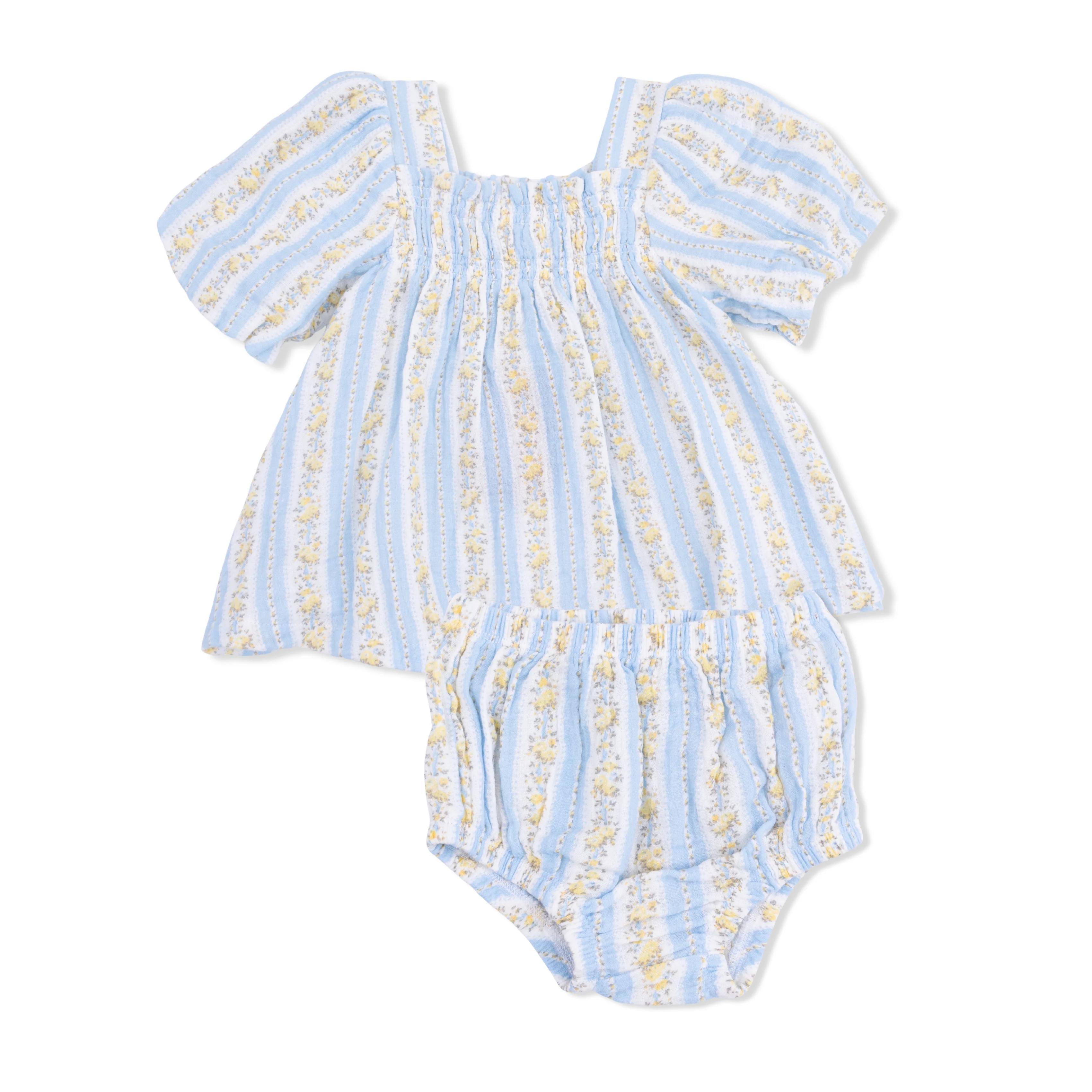 Odalys Floral Stripe - Puff Sleeve Baby Doll Dress and Bloomer - Image 2