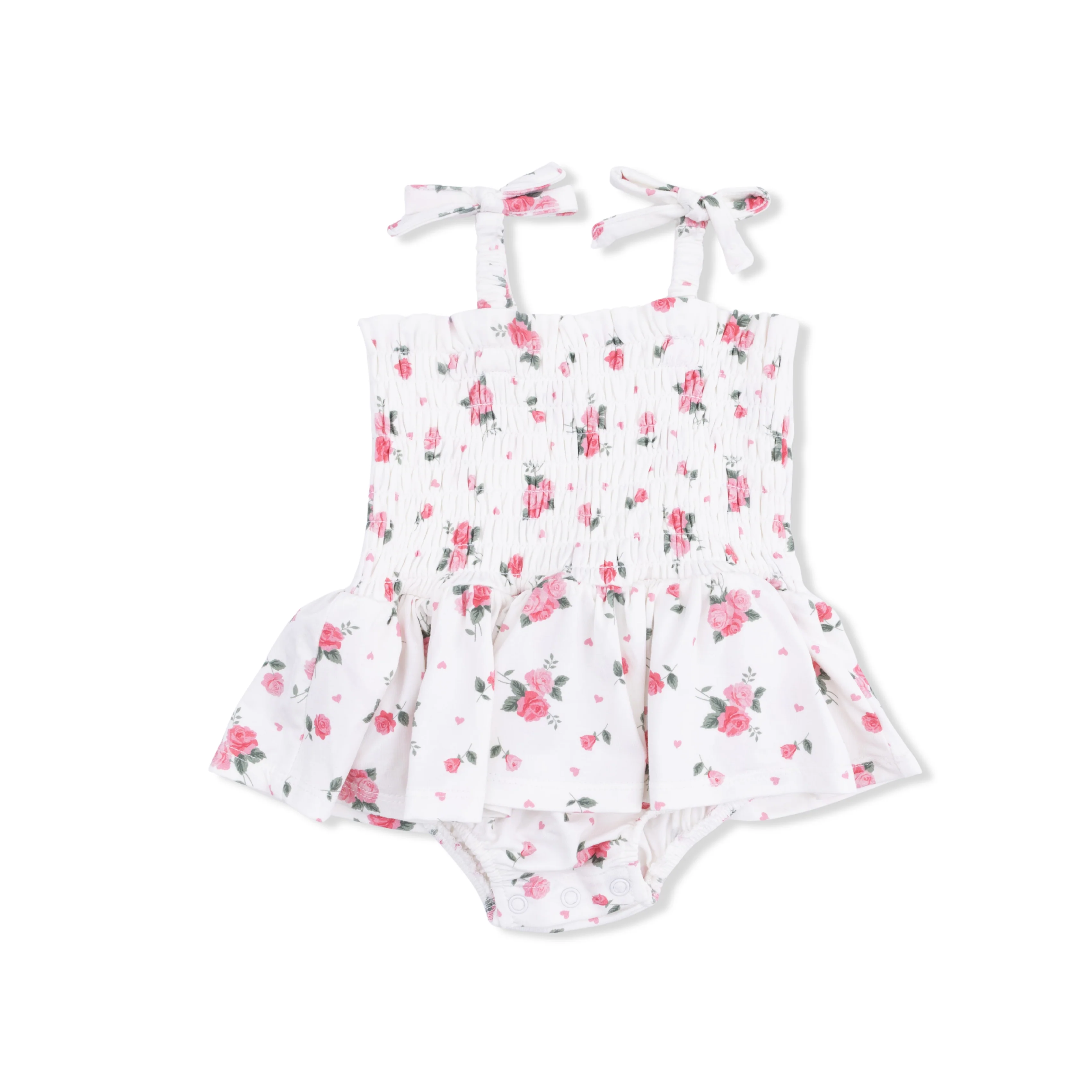Pink Rosettes - Smocked Bubble with Skirt - Image 3