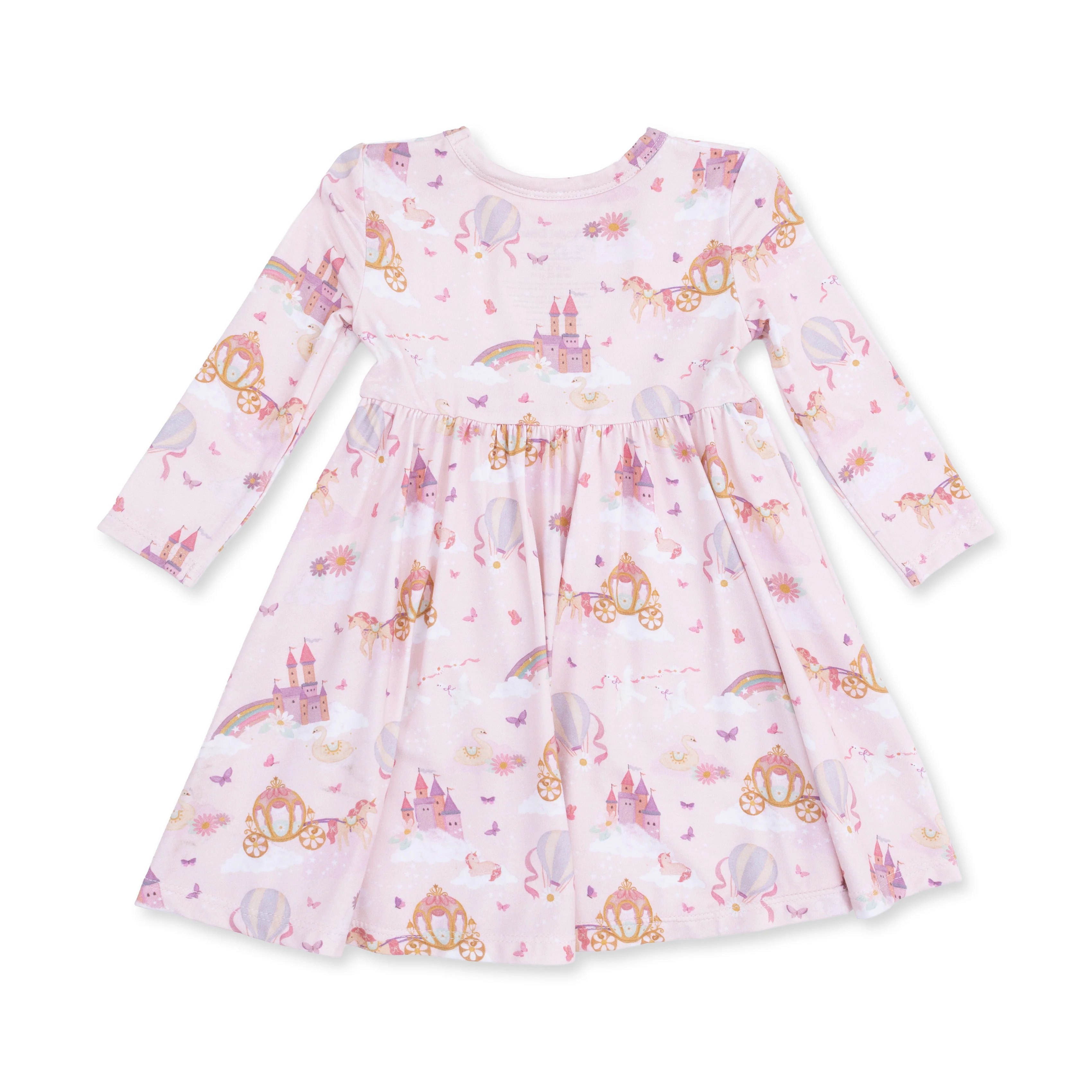 Princess Unicorns and Castle - Twirly Long Sleeve Dress with Bike Short - Image 3