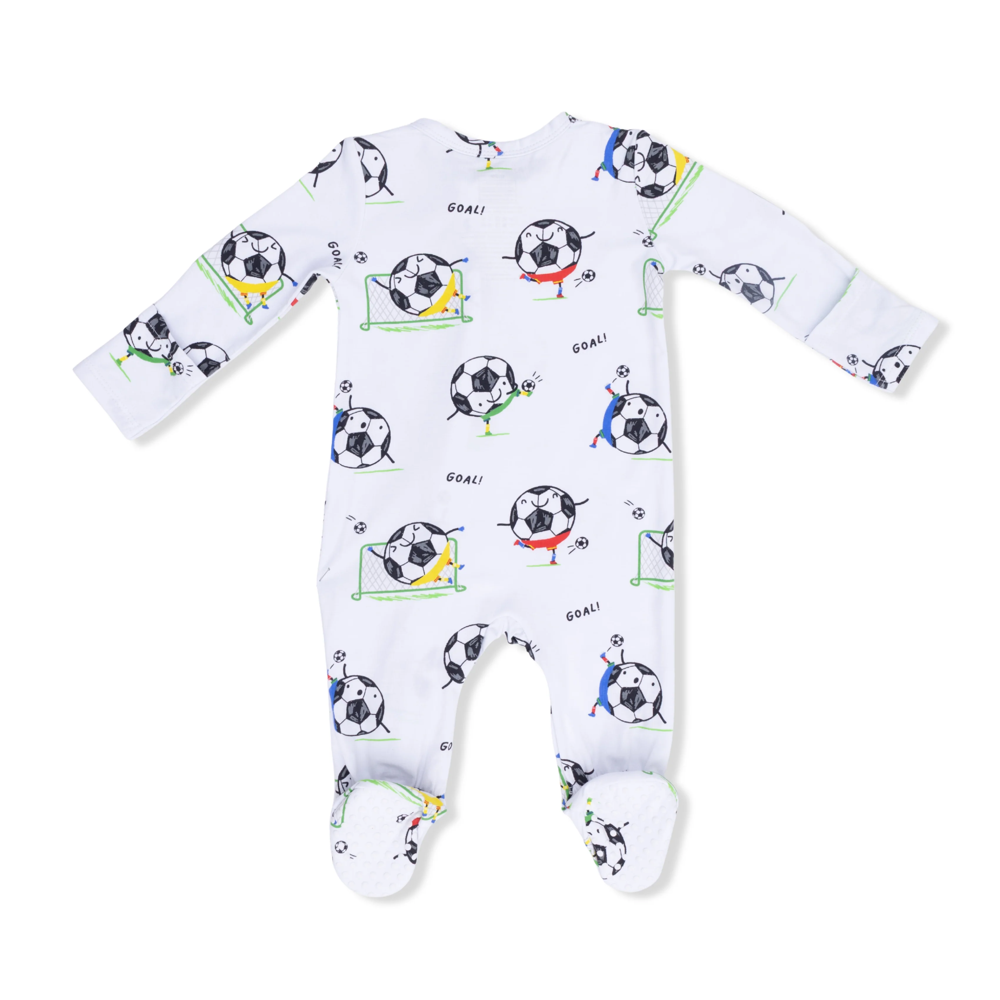 Soccer Balls Playing Soccer Blue - 2 Way Zipper Footie - Image 3