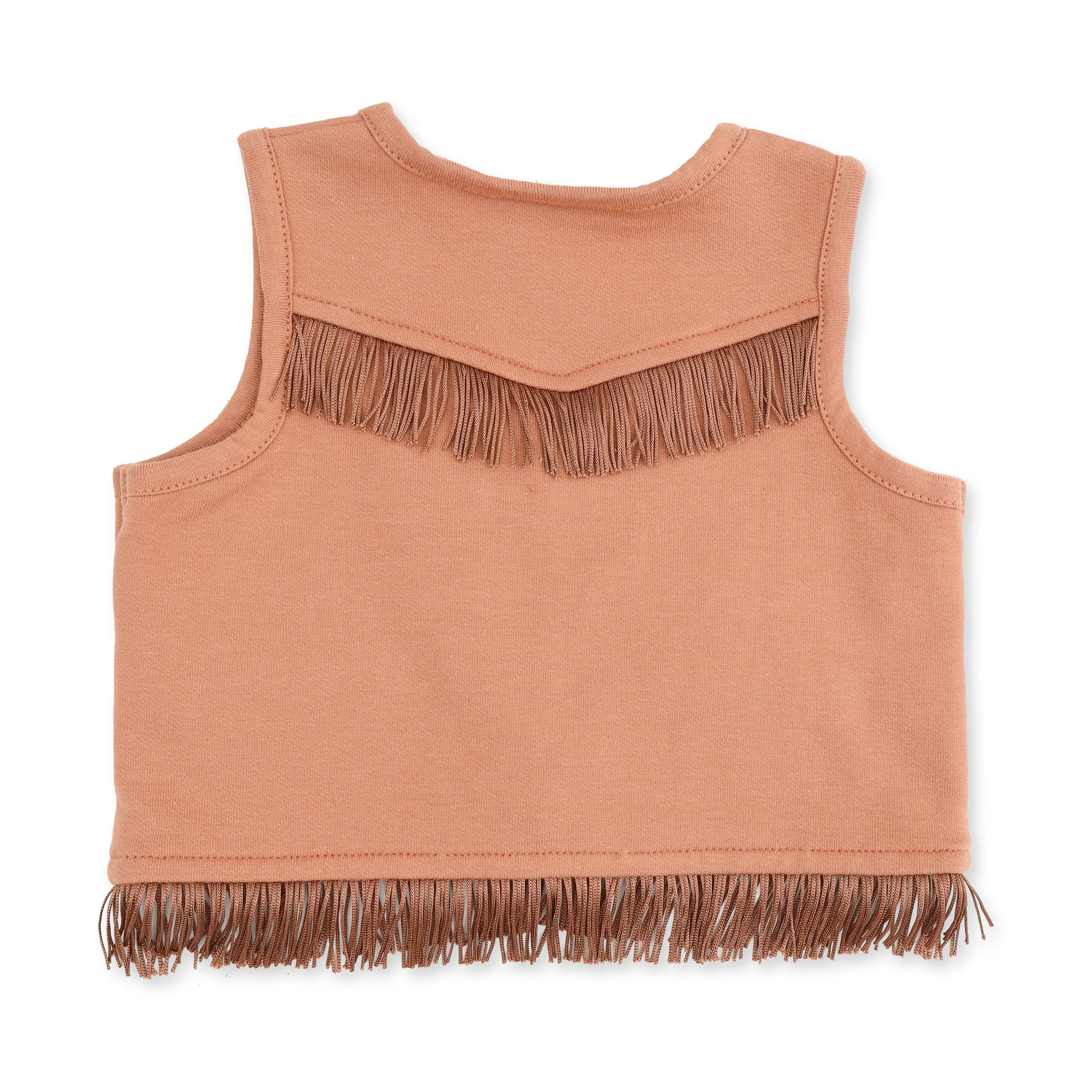 Solid Mocha Mousse - Western Fringe Vest - Image 4