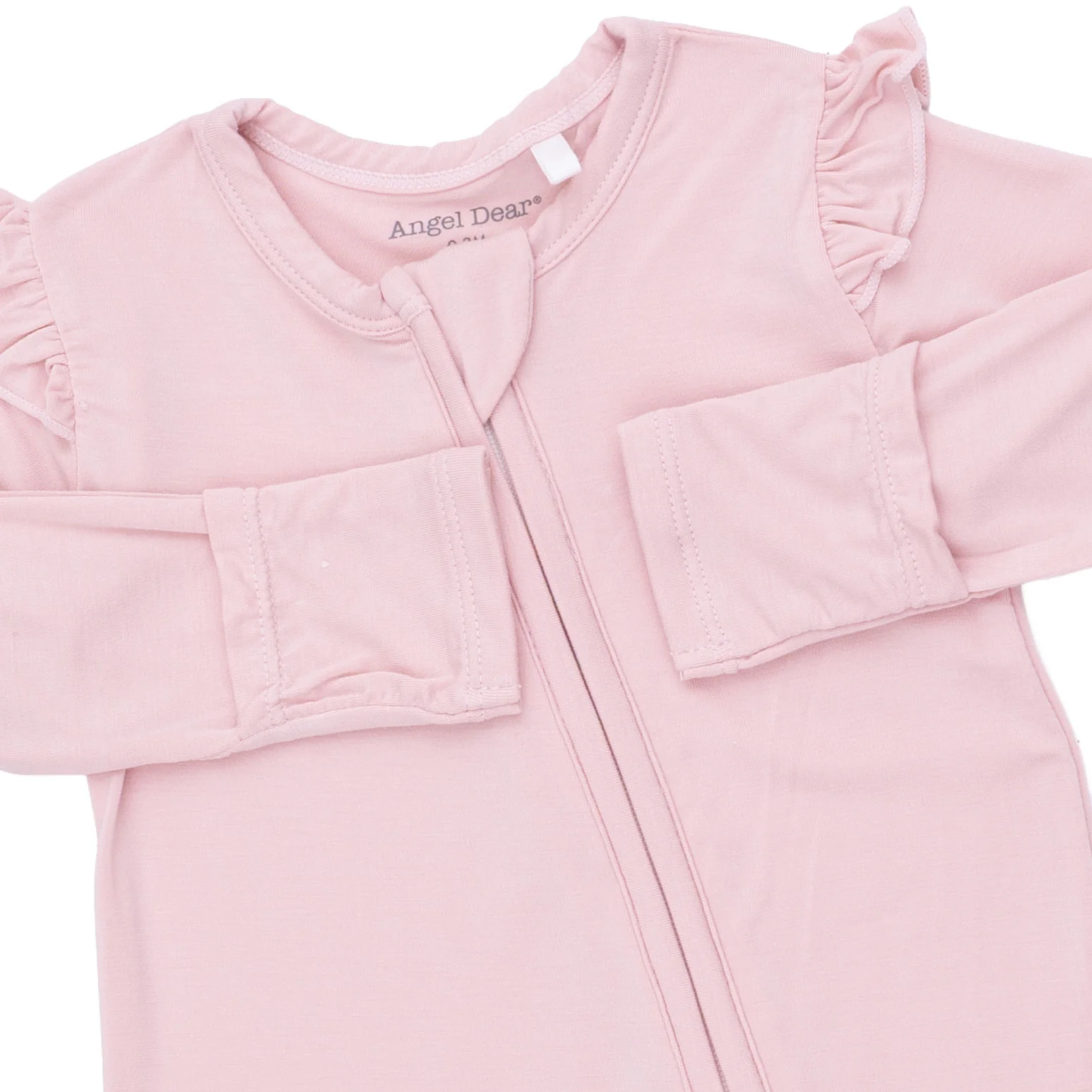 Solid Peachskin - 2 Way Ruffle Sleeve Zipper Footie - Image 3