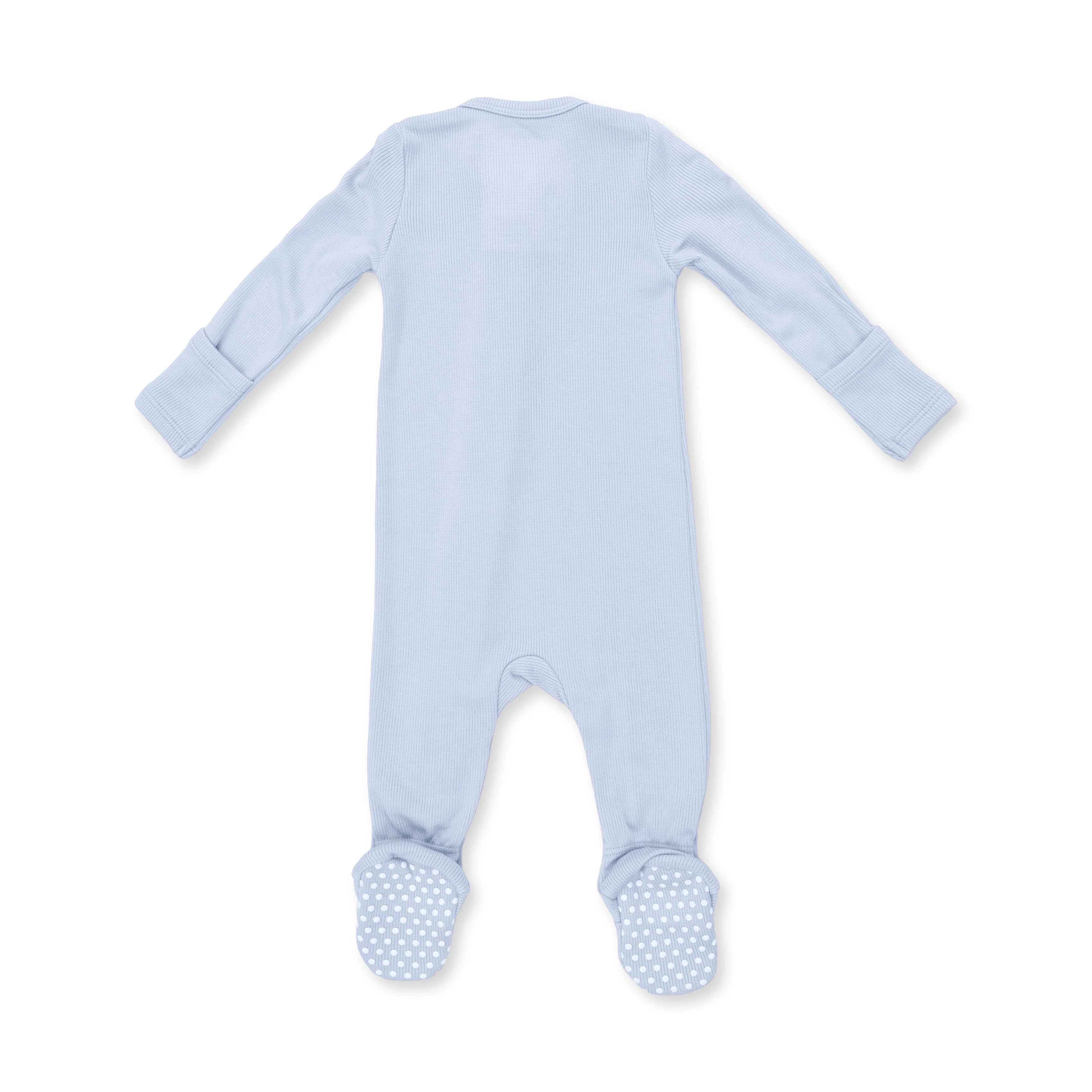 Solid Sheer Blue Rib - 2 Way Zipper Footie - Image 3