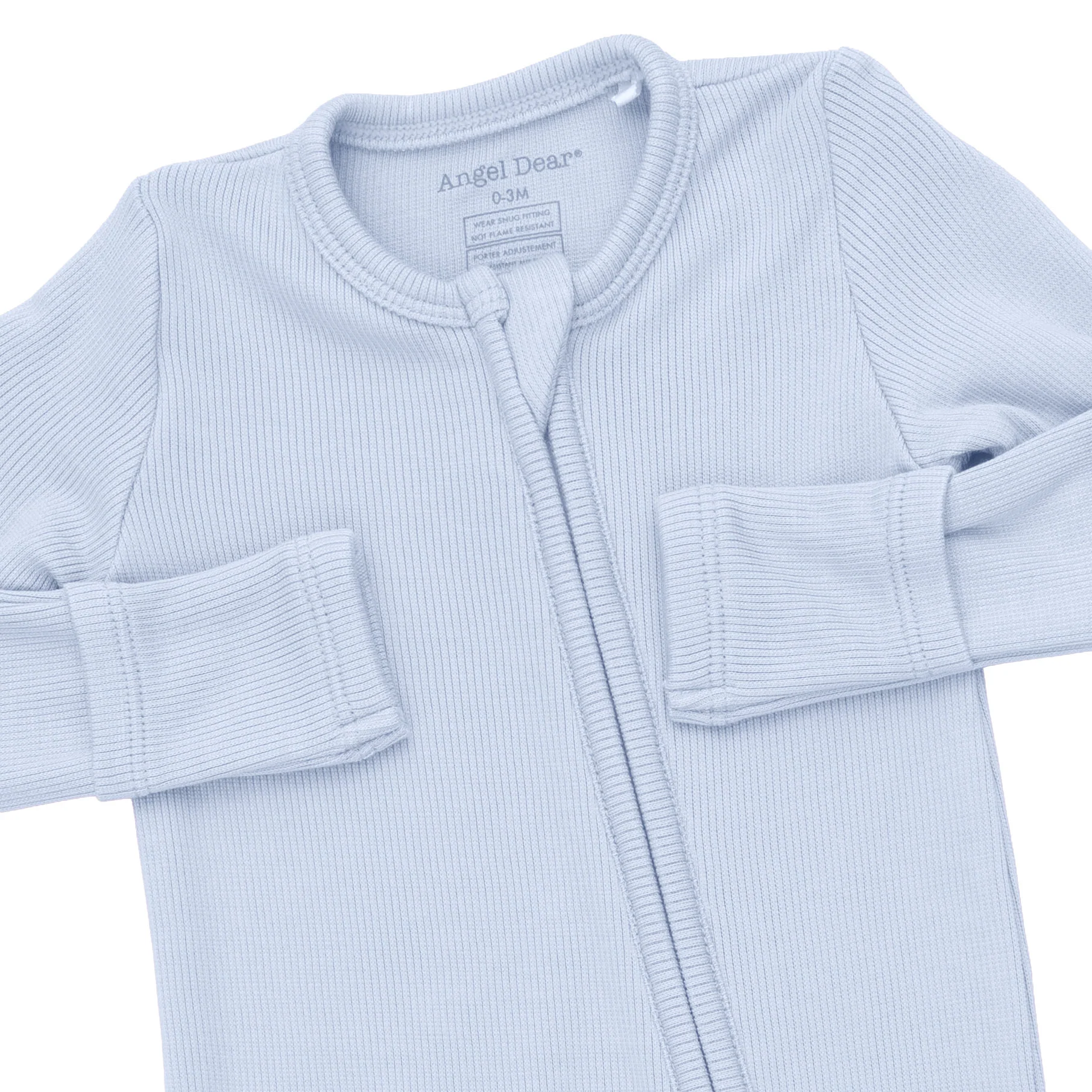 Solid Sheer Blue Rib - 2 Way Zipper Footie - Image 4