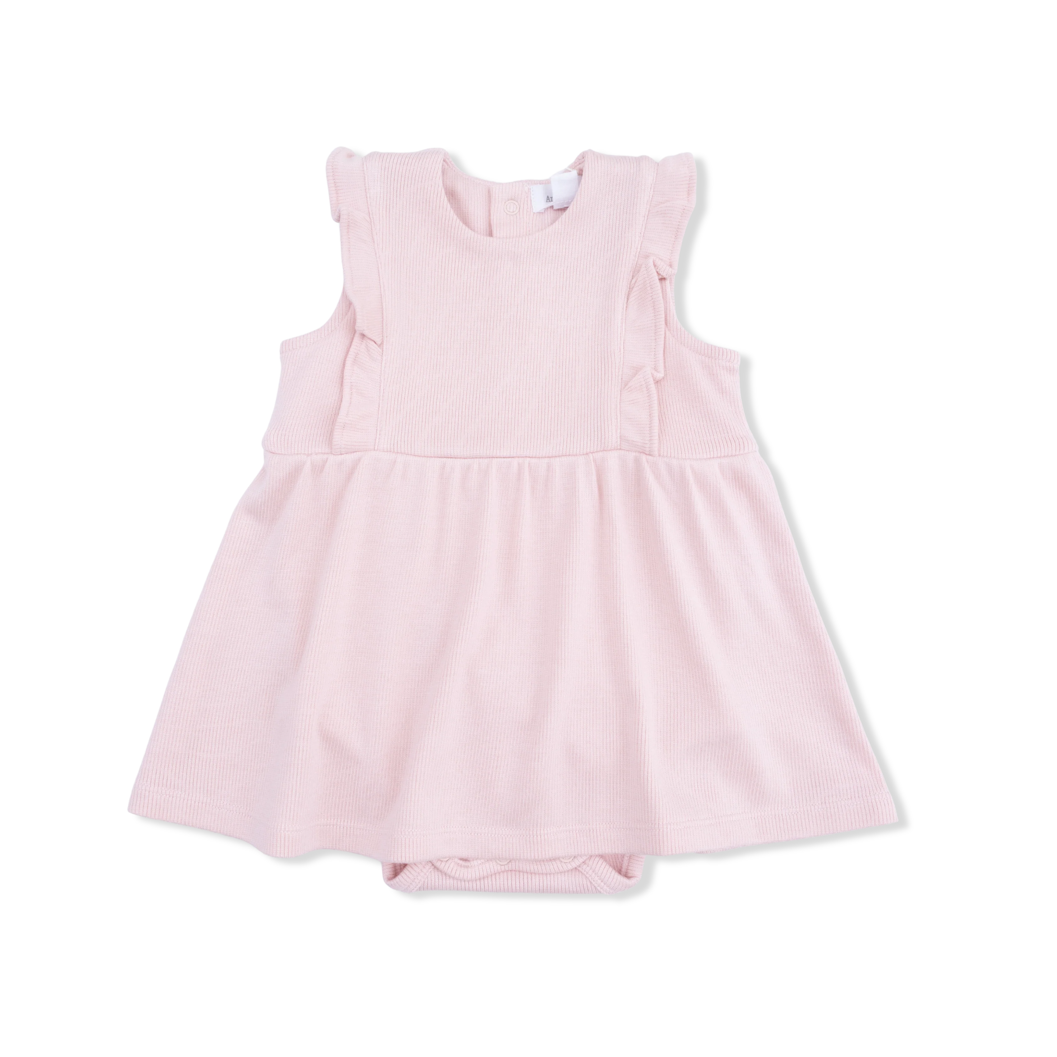 Solid Veiled Pink - Ruffle Bodysuit Dress - Image 2