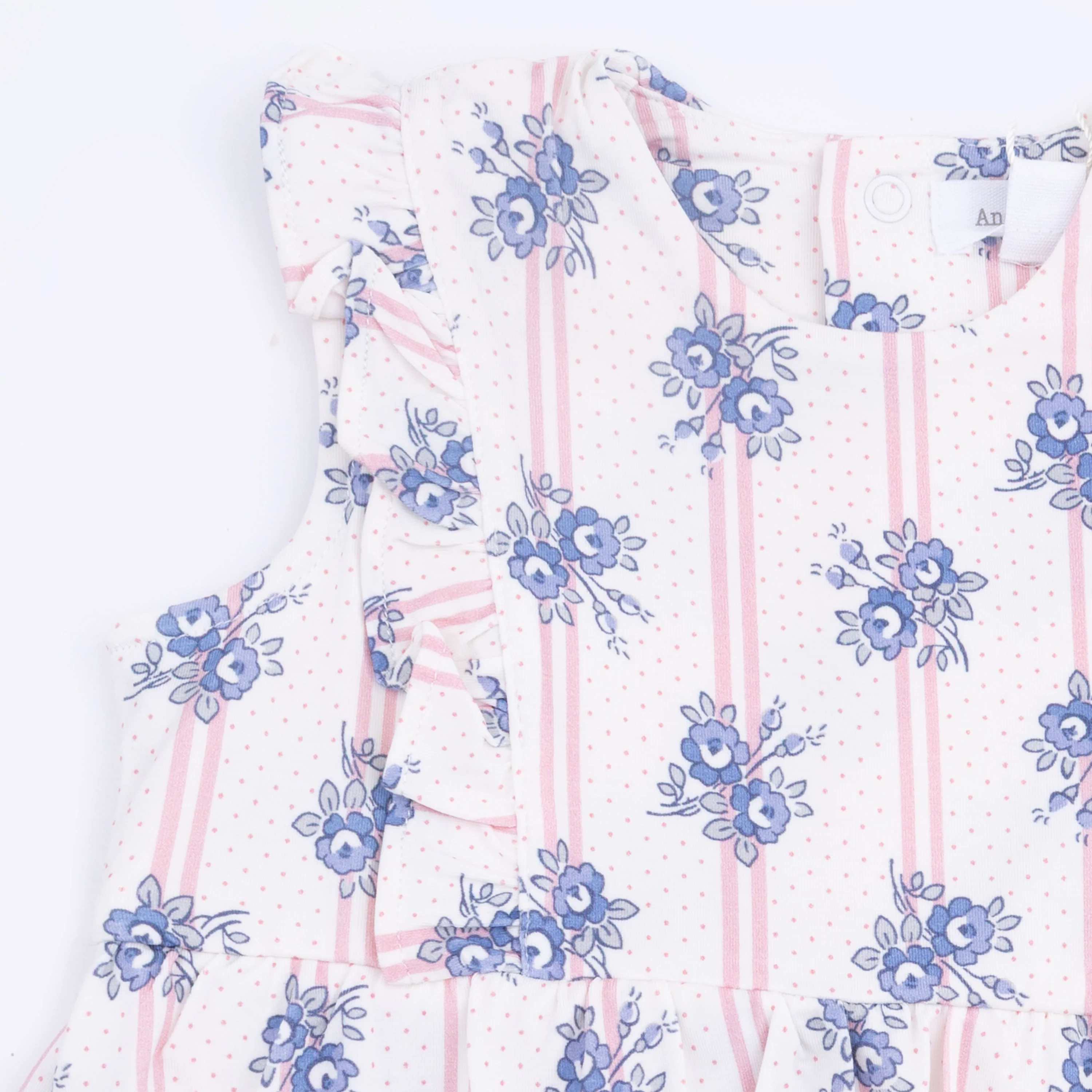 Stripe Dot Roses - Ruffle Bodysuit Dress - Image 4