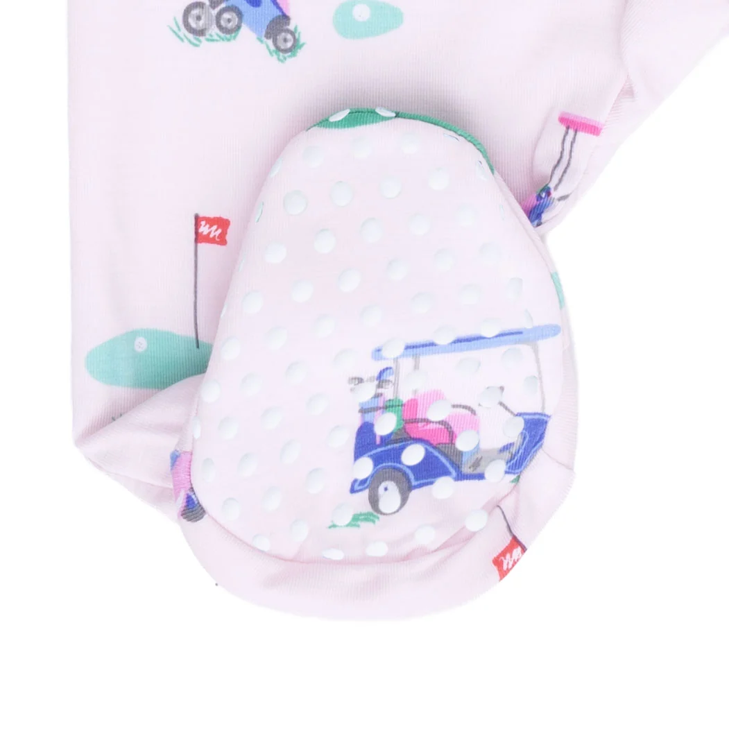 Vintage Golf Carts Pink - 2 Way Ruffle Back Zipper Footie - Image 6